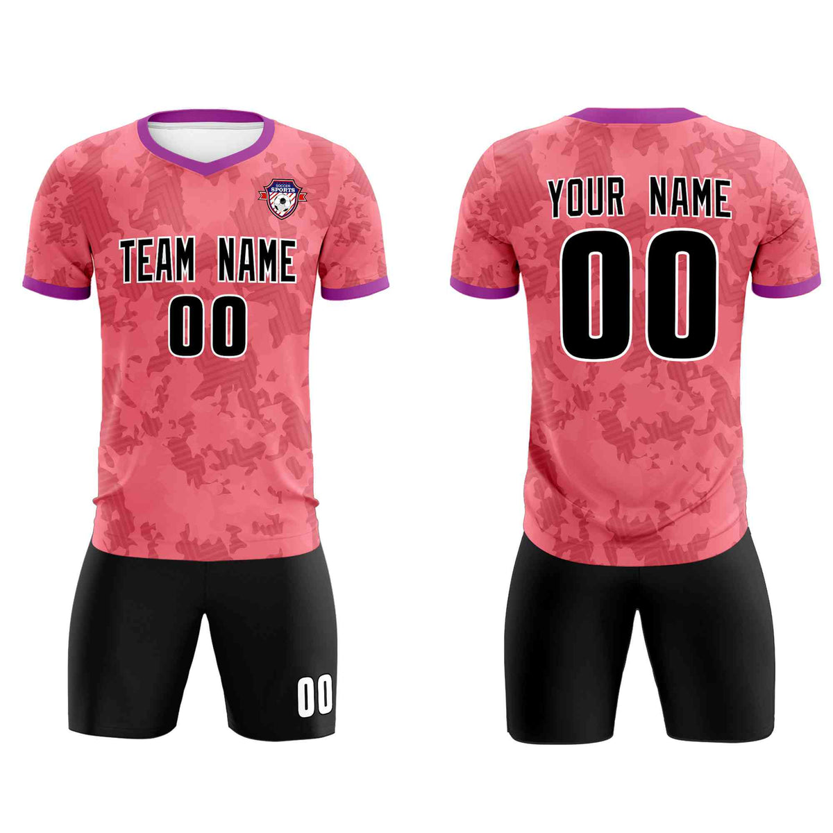 Custom Light Red Camo sports Football Kit Jersey