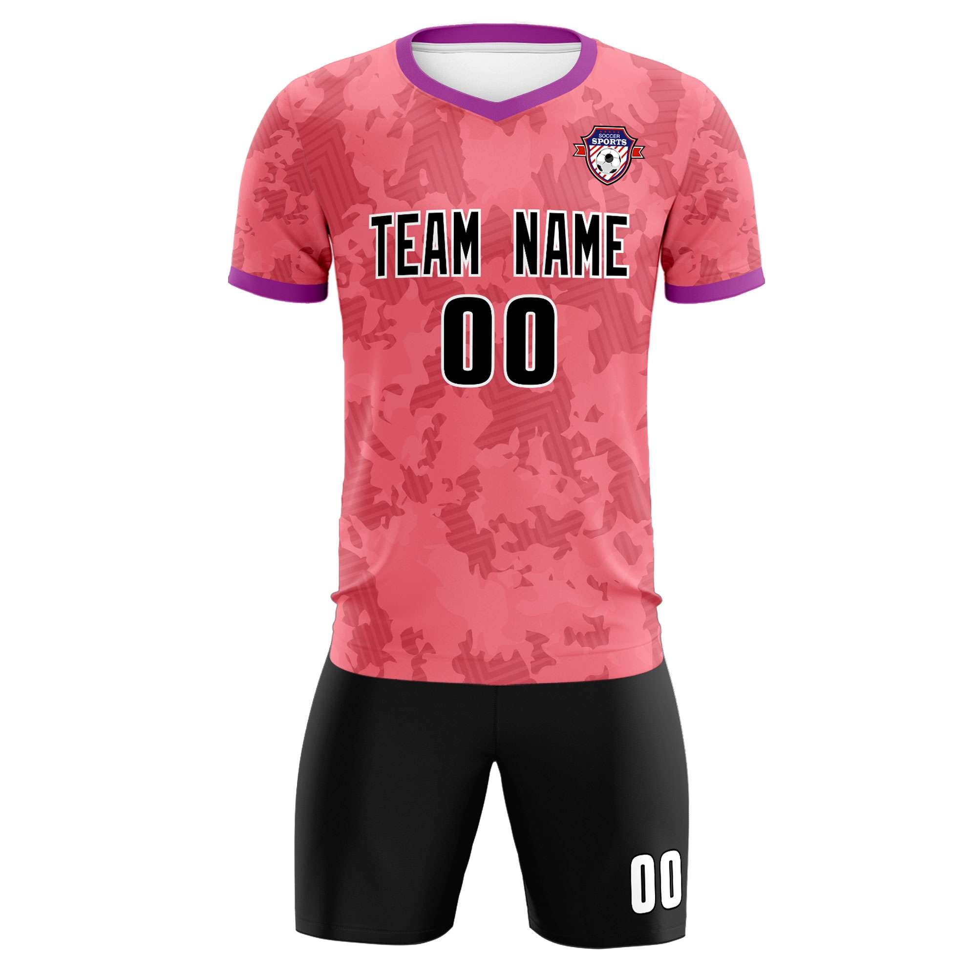 Custom Light Red Camo sports Football Kit Jersey