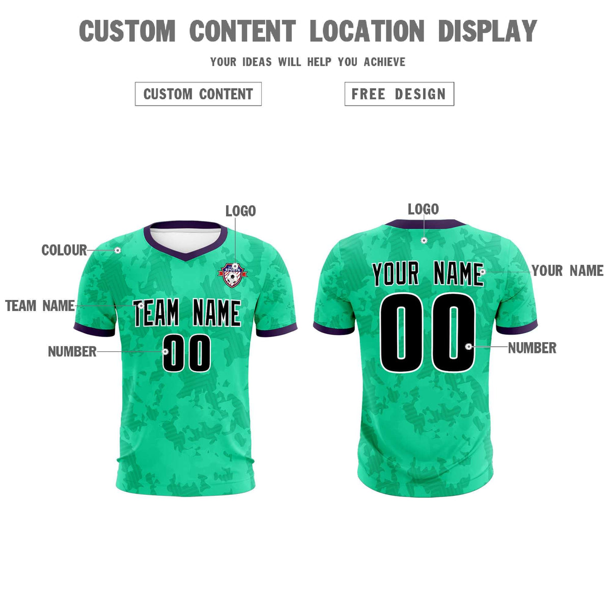 Custom Neon Green Camo sports Football Kit Jersey