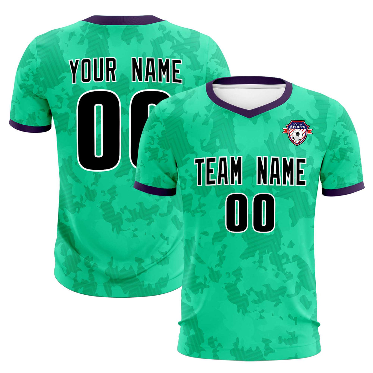 Custom Neon Green Camo sports Football Kit Jersey