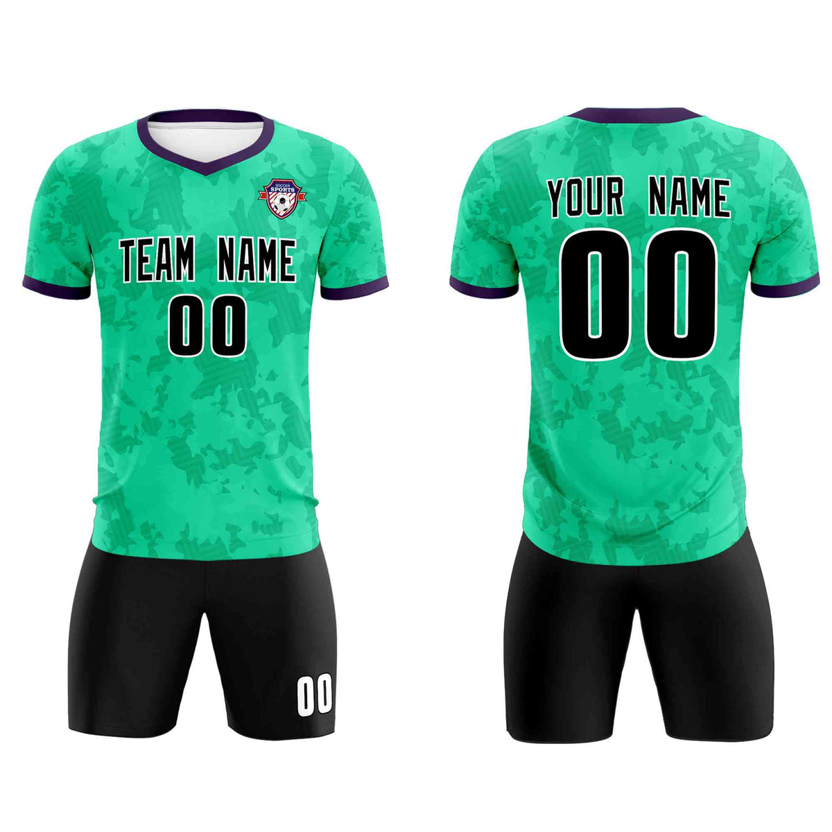 Custom Neon Green Camo sports Football Kit Jersey