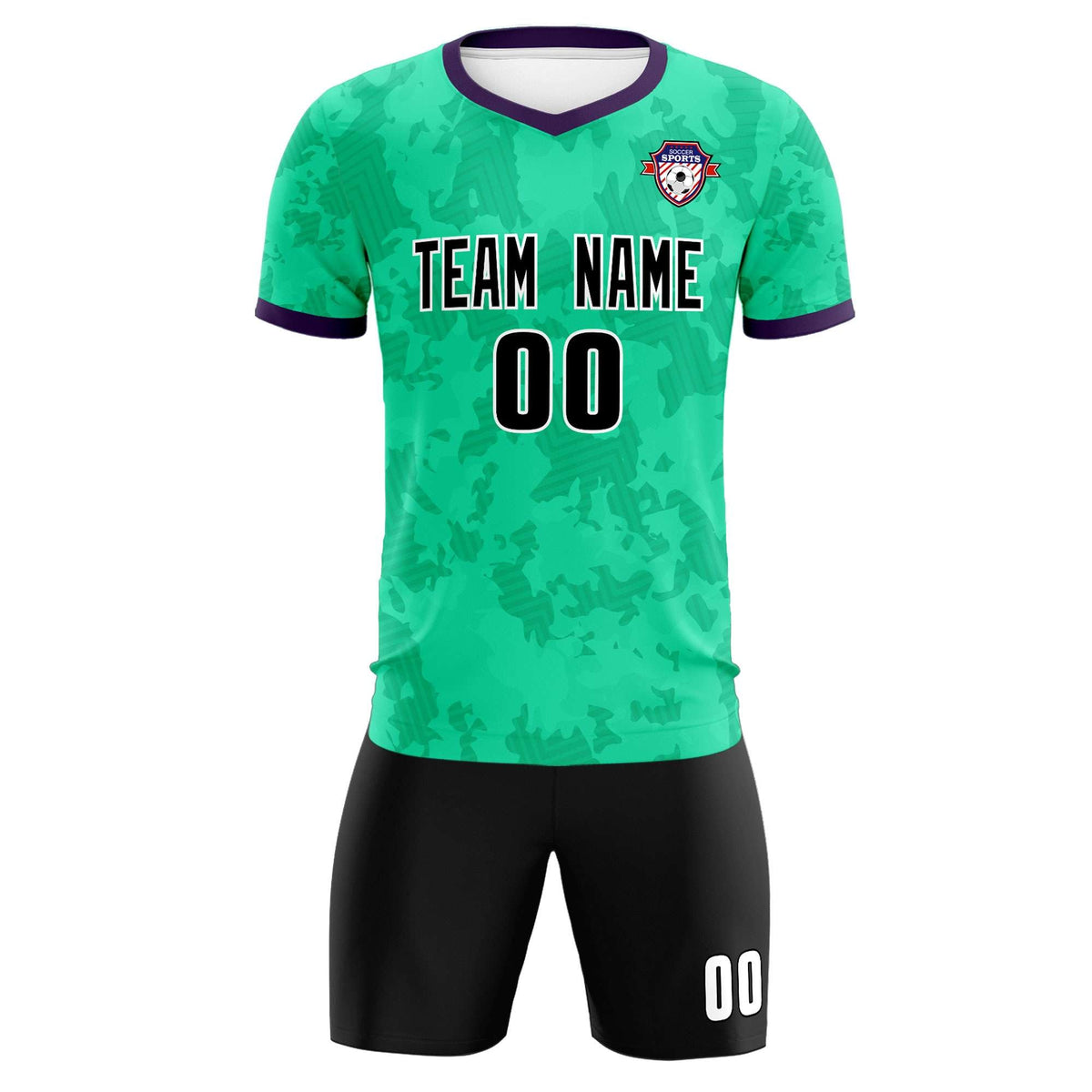 Custom Neon Green Camo sports Football Kit Jersey