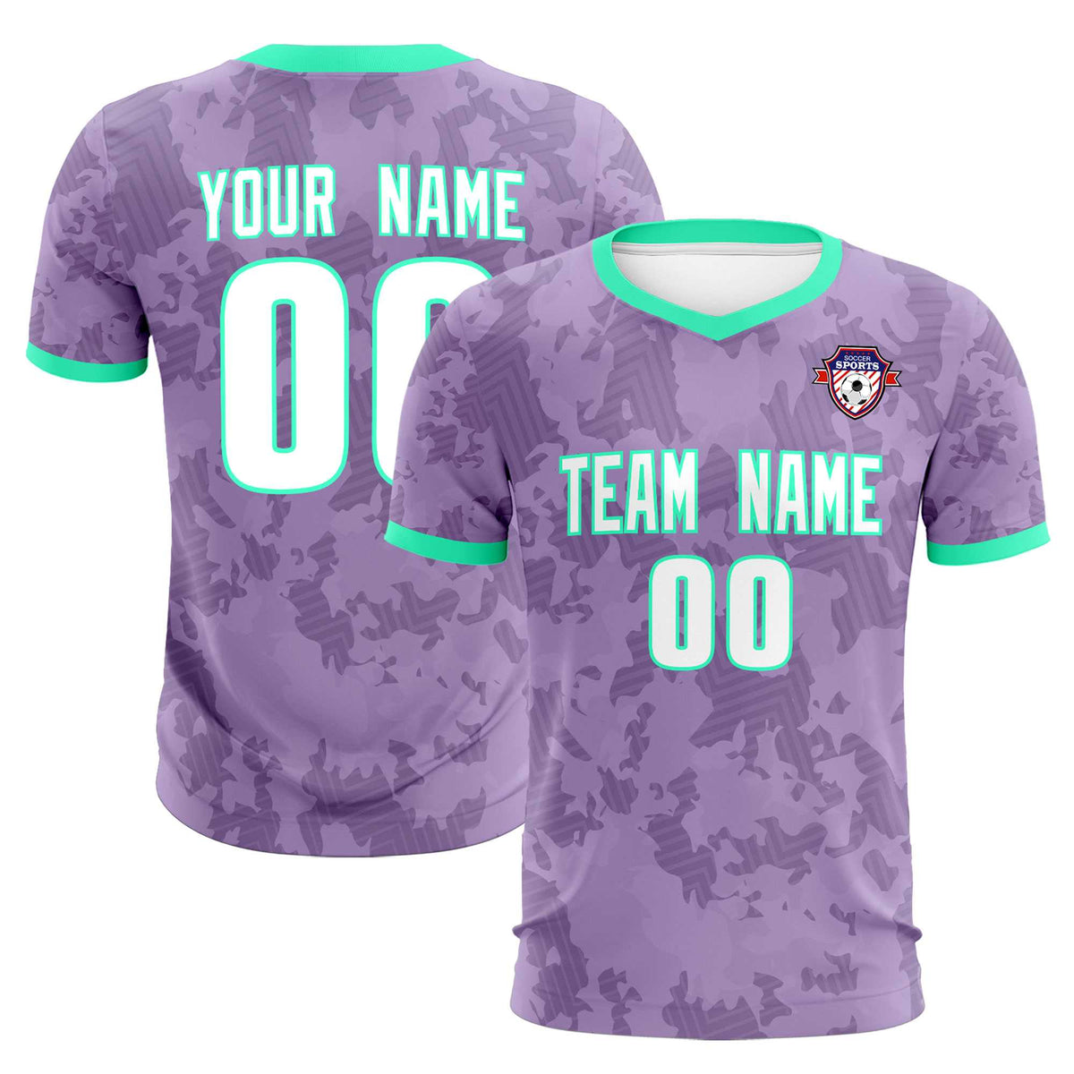 Custom Light Purple Camo sports Football Kit Jersey