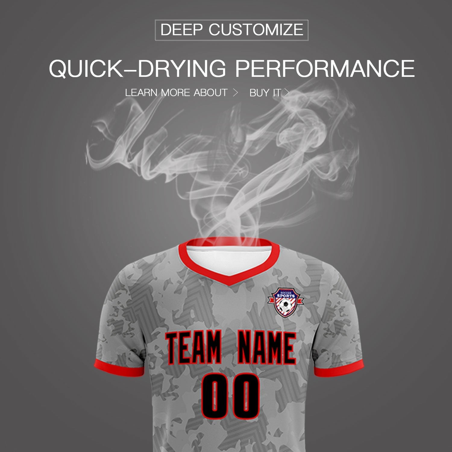 Custom Dark Gray Camo sports Football Kit Jersey