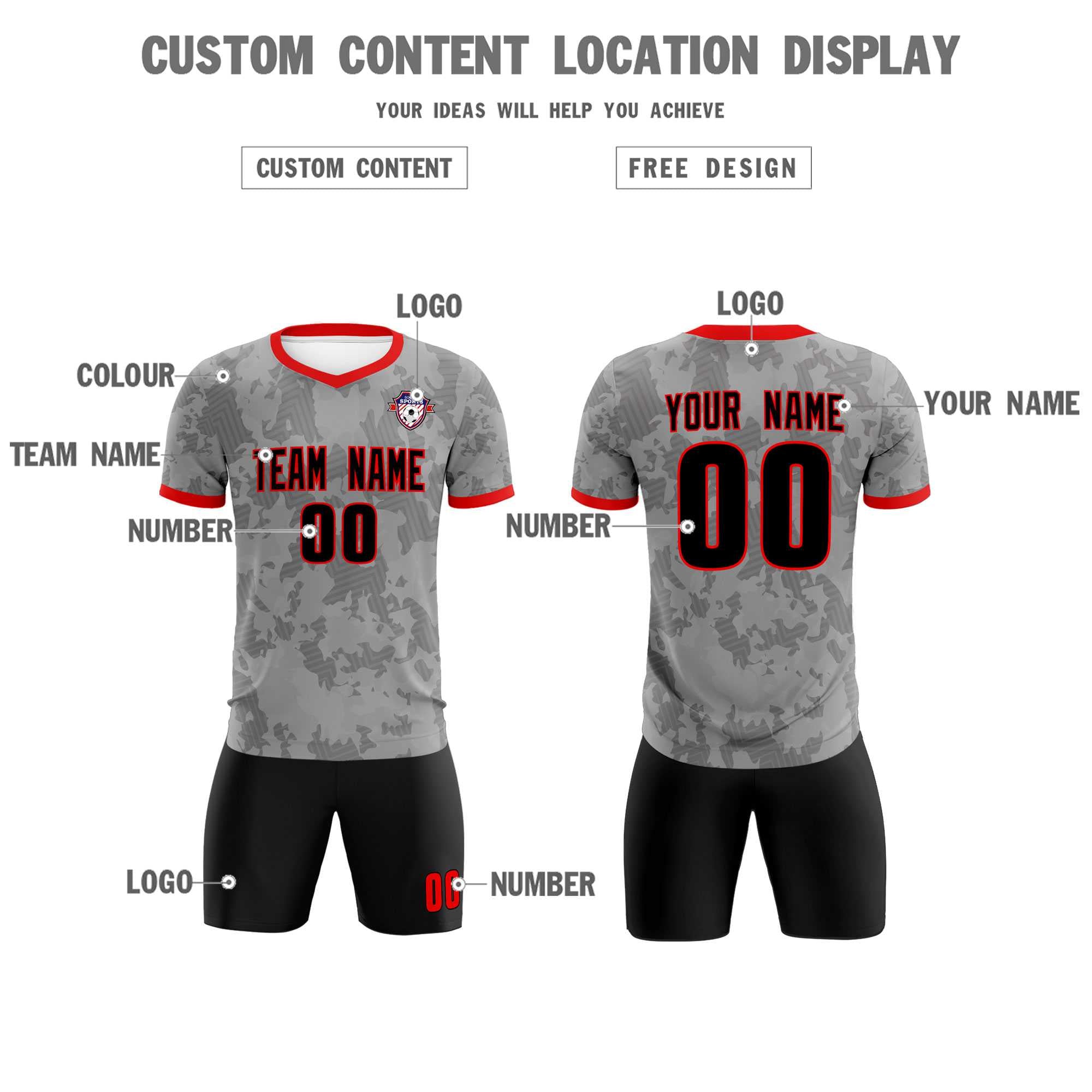 Custom Dark Gray Camo sports Football Kit Jersey