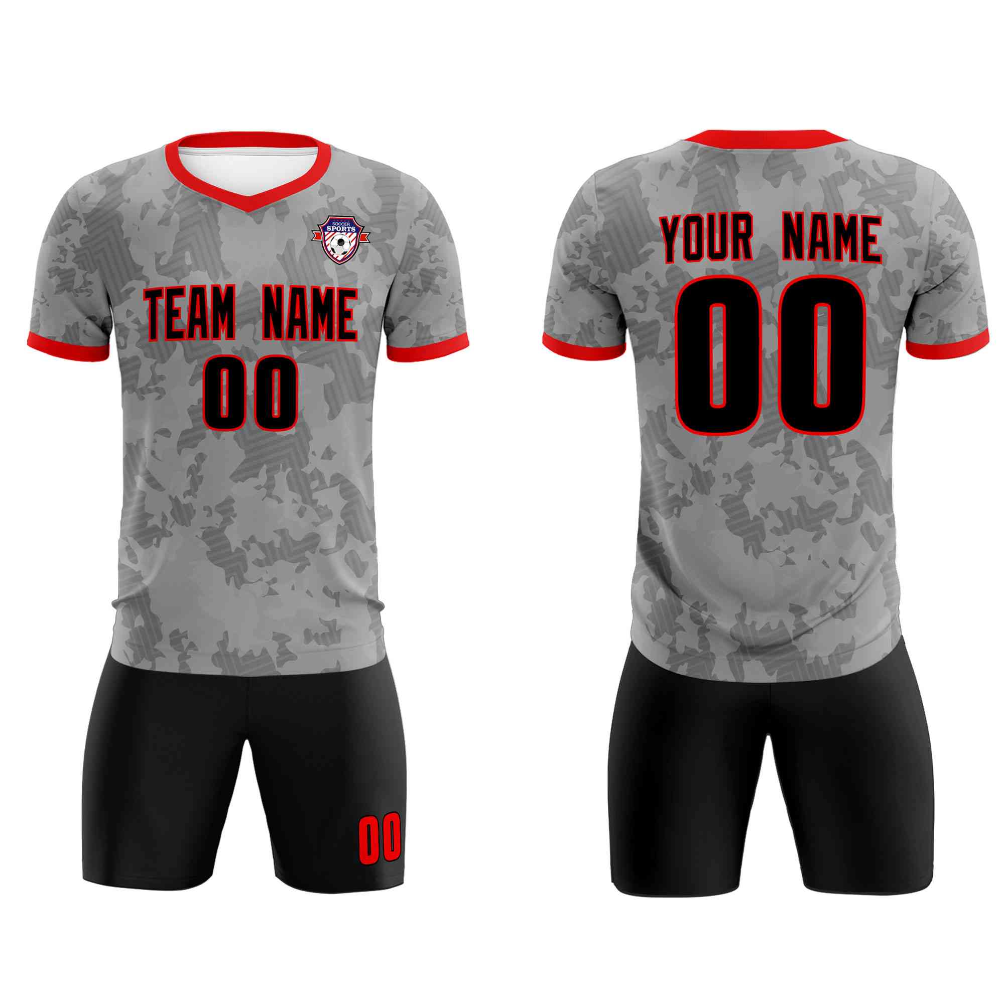 Custom Dark Gray Camo sports Football Kit Jersey