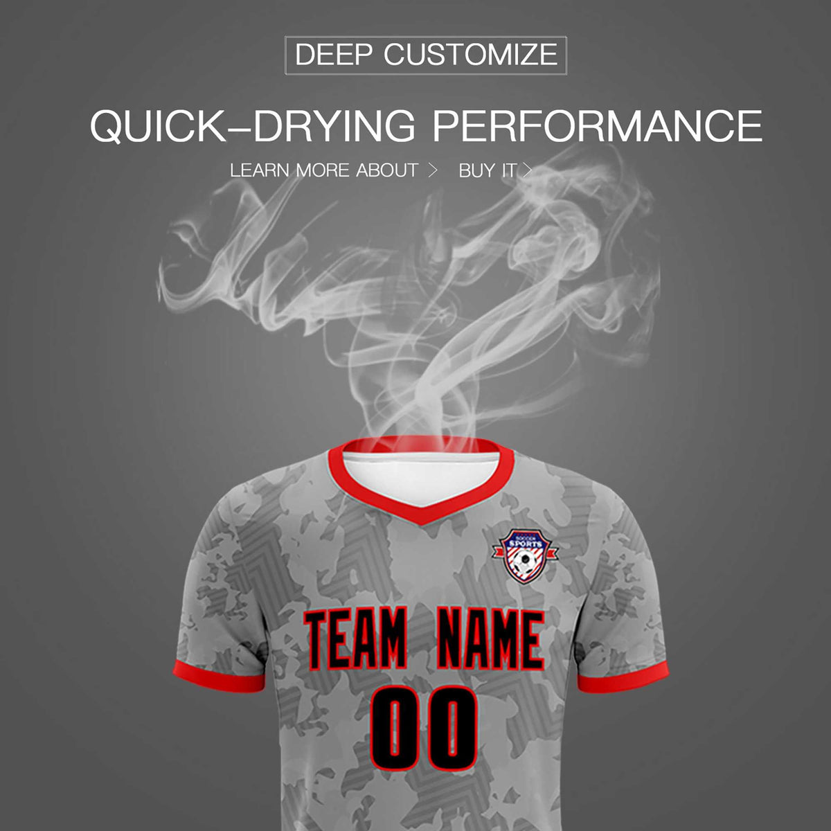 Custom Dark Gray Camo sports Football Kit Jersey