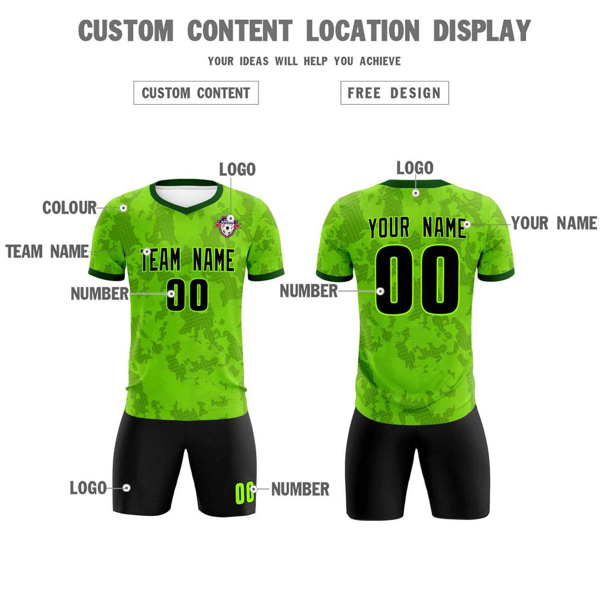 Custom Green Camo sports Football Kit Jersey