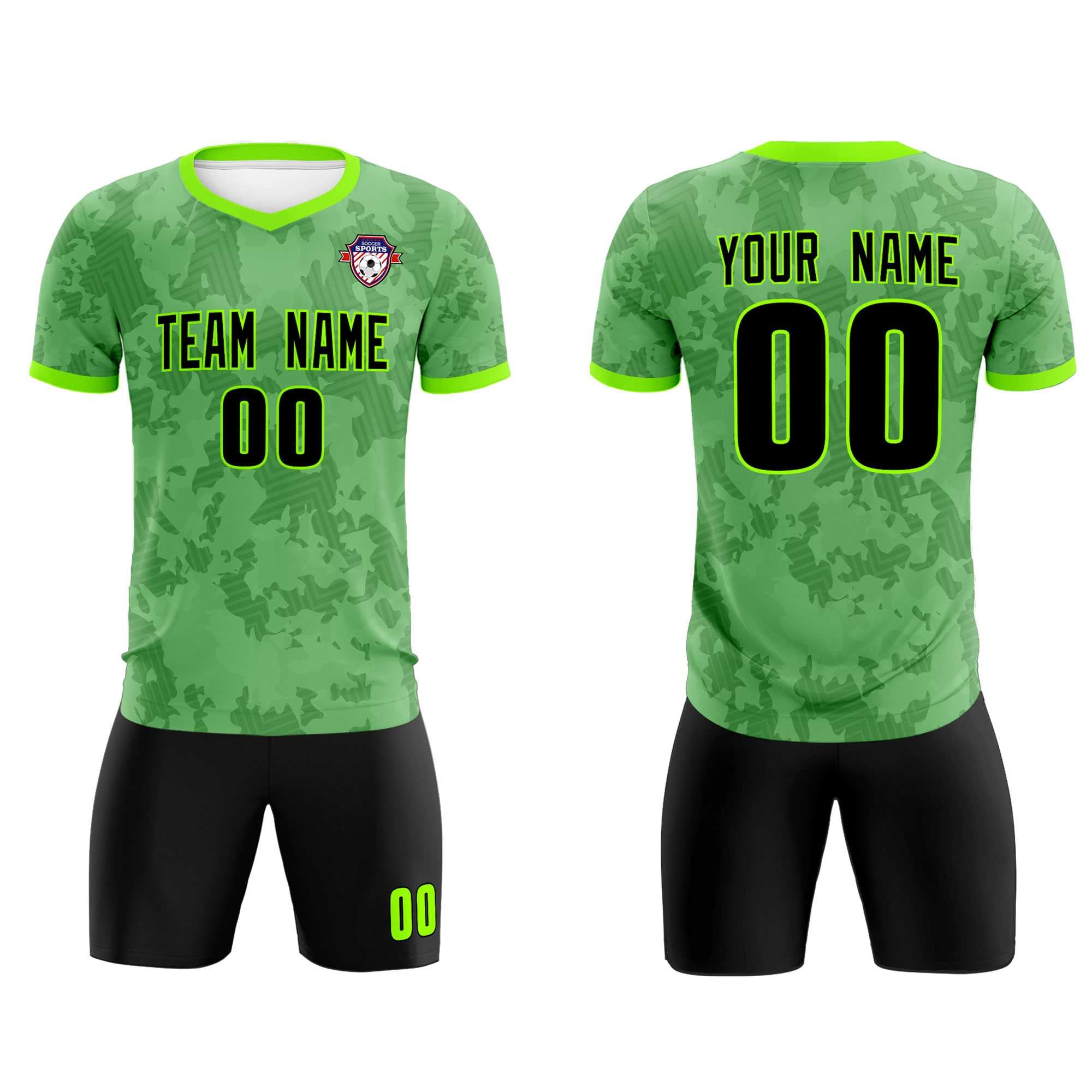 Custom Green Camo sports Football Kit Jersey