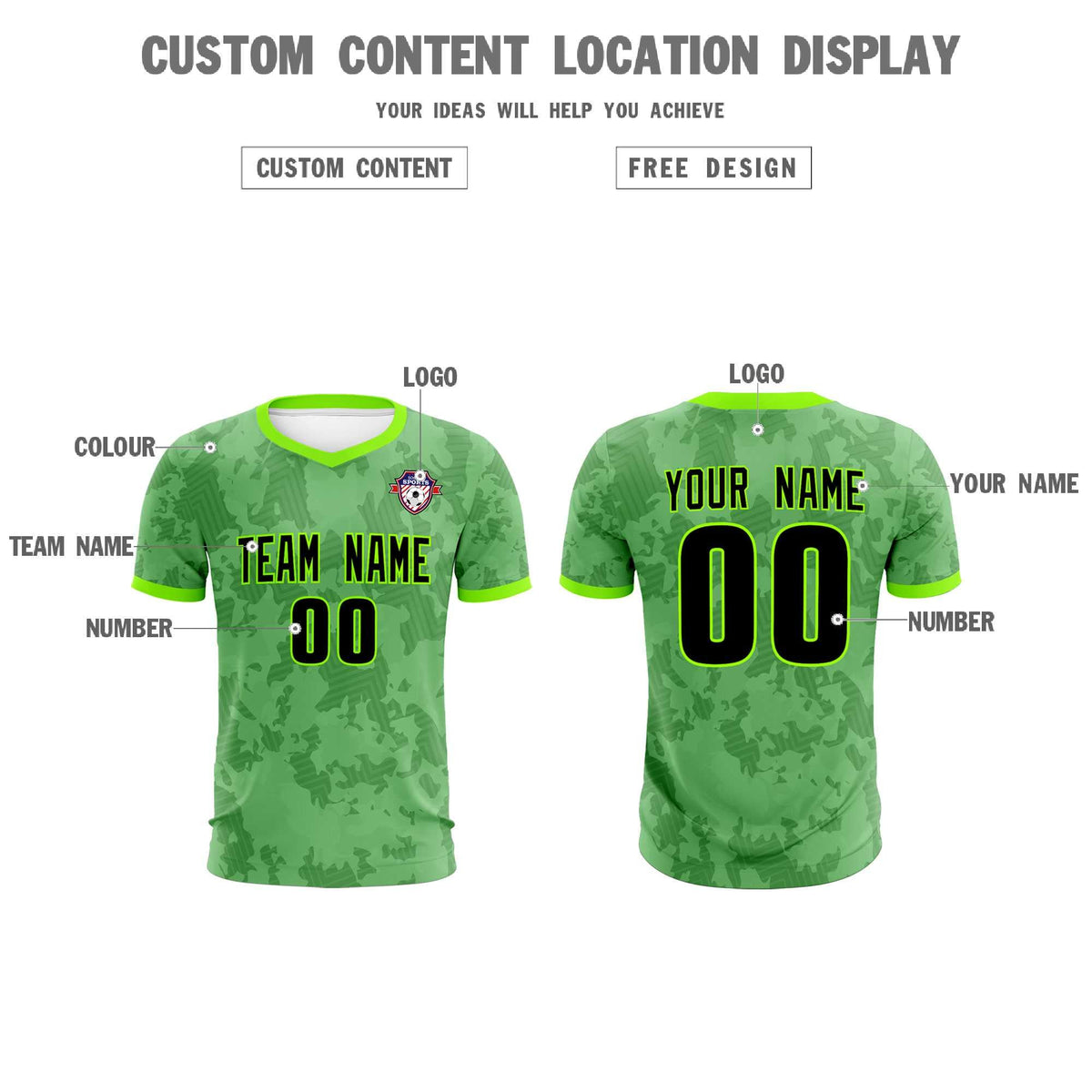 Custom Green Camo sports Football Kit Jersey