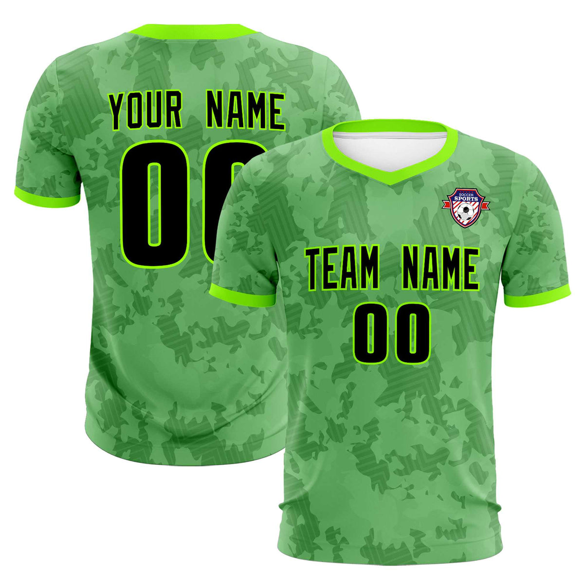 Custom Green Camo sports Football Kit Jersey