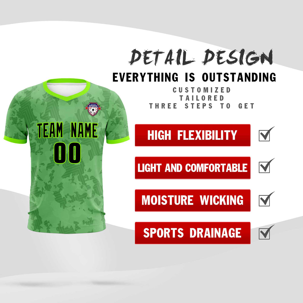 Custom Green Camo sports Football Kit Jersey