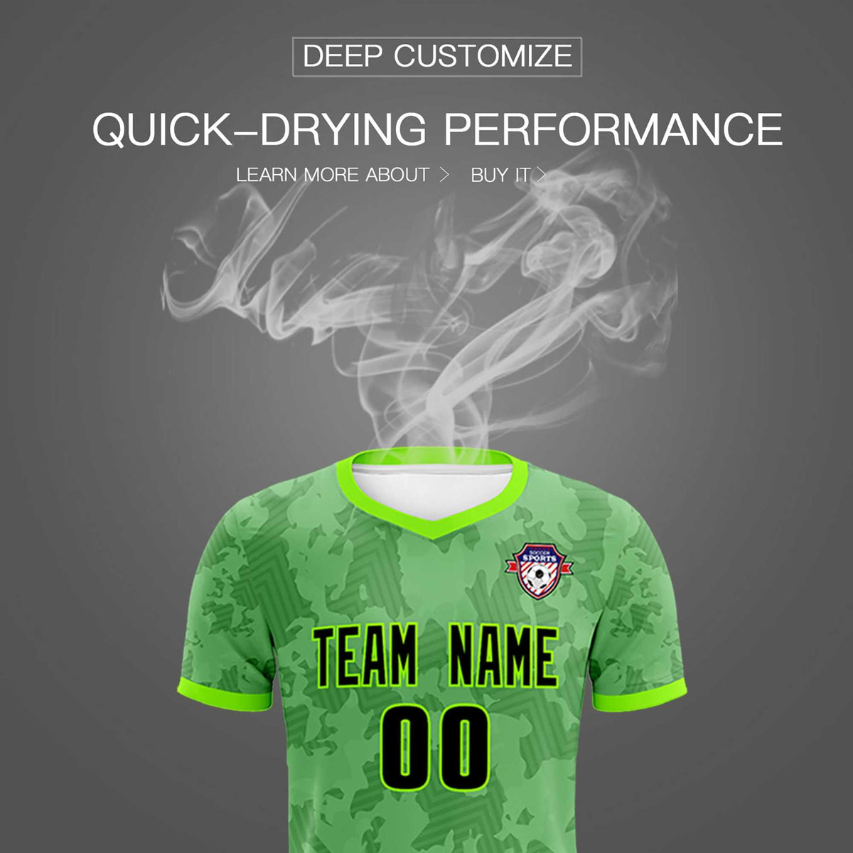 Custom Green Camo sports Football Kit Jersey