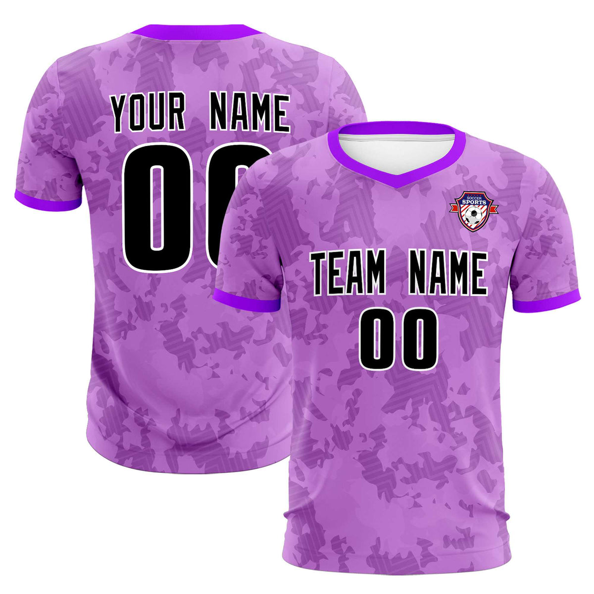 Custom Light Purple Camo sports Football Kit Jersey