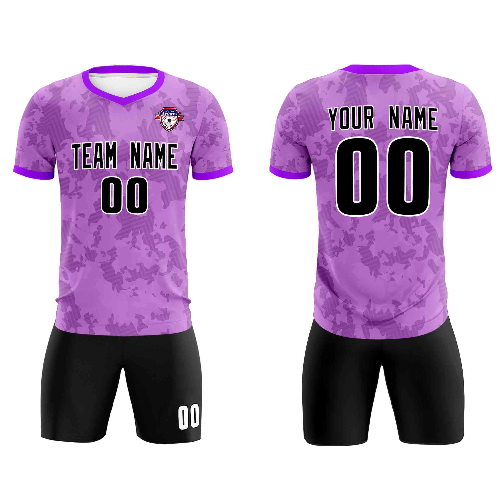 Custom Light Purple Camo sports Football Kit Jersey