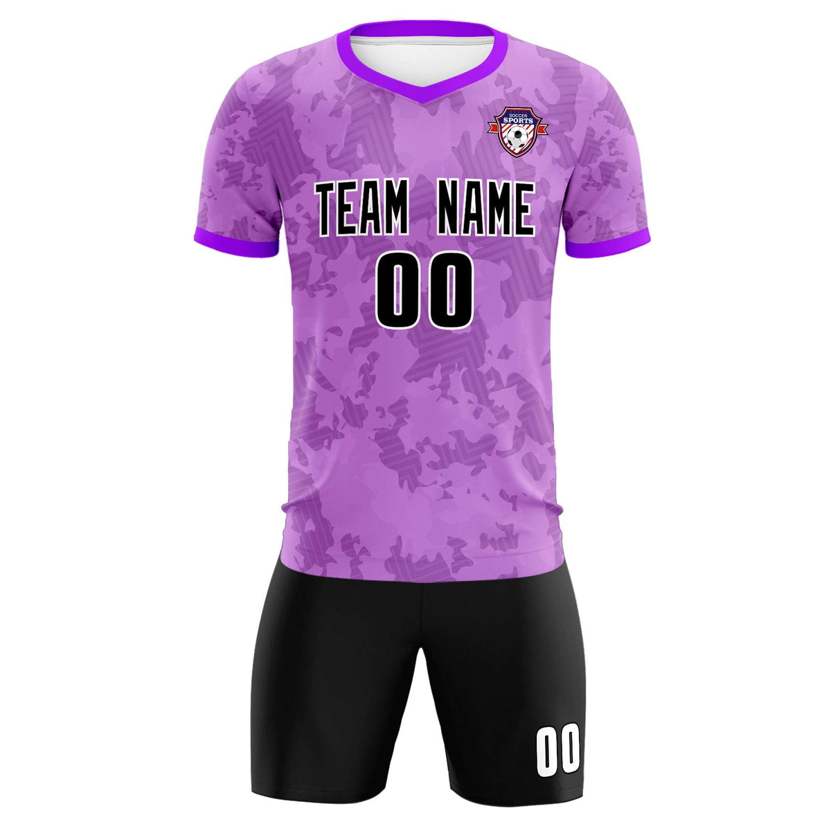 Custom Light Purple Camo sports Football Kit Jersey