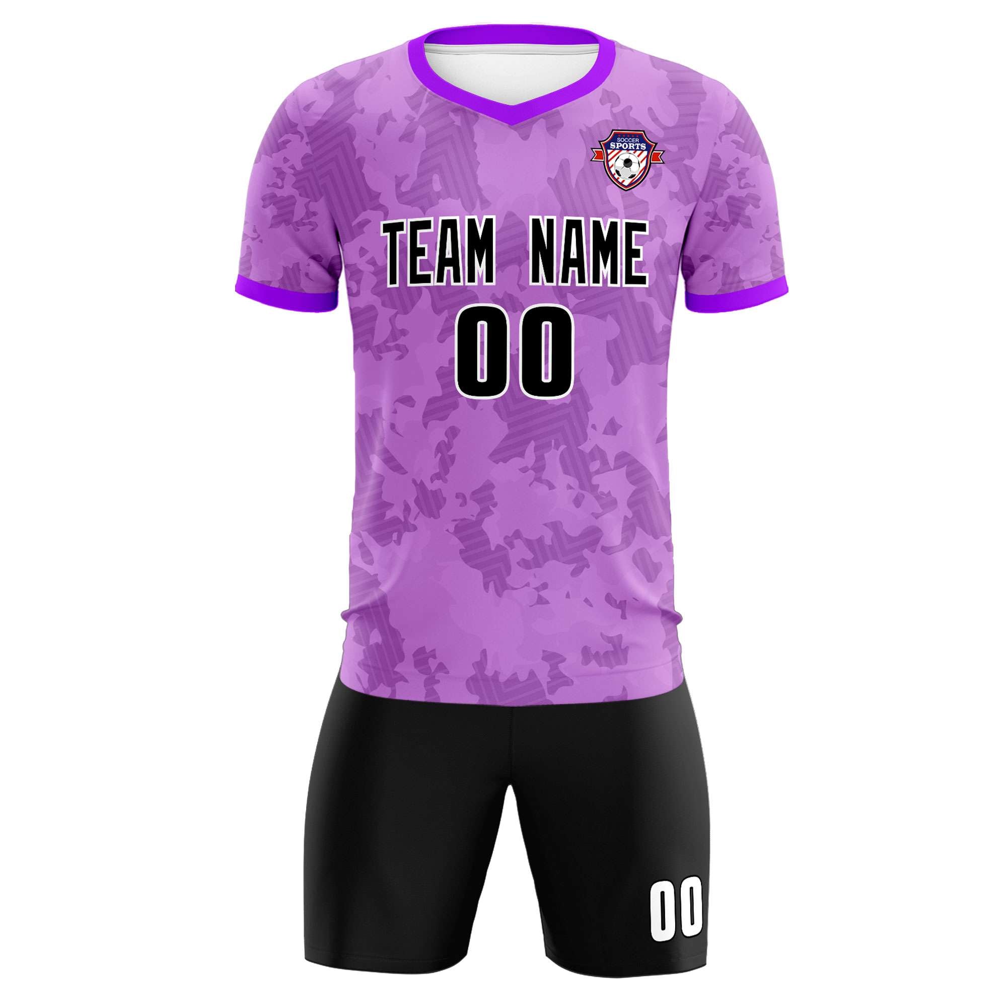 Custom Light Purple Camo sports Football Kit Jersey
