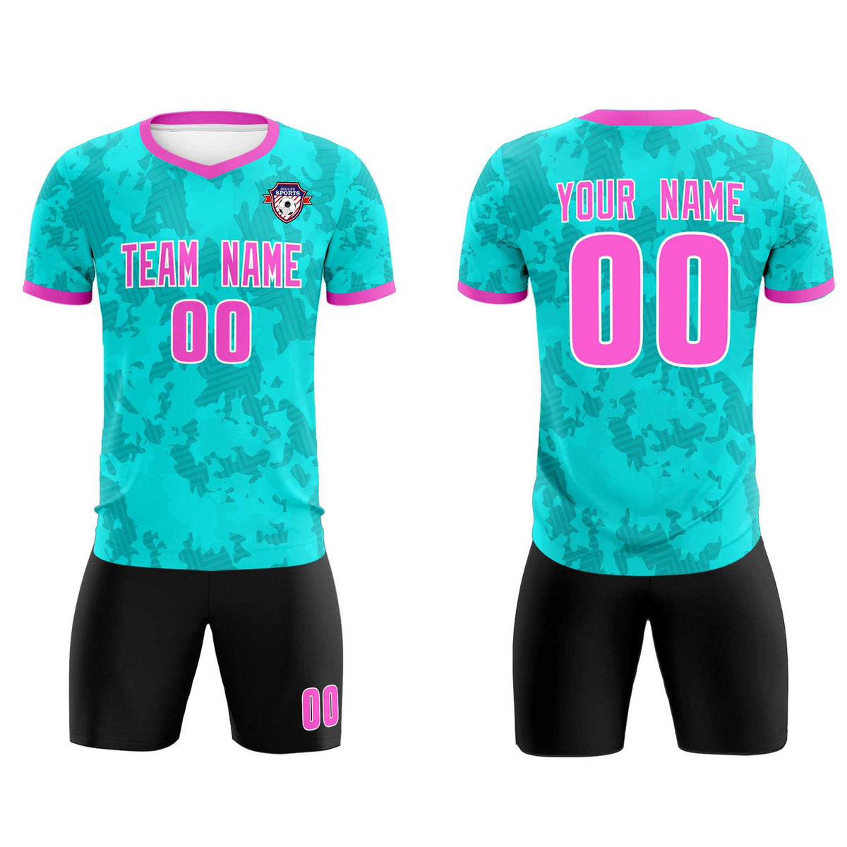 Custom Aqua Camo sports Football Kit Jersey