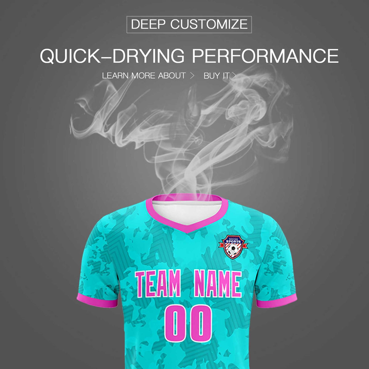 Custom Aqua Camo sports Football Kit Jersey