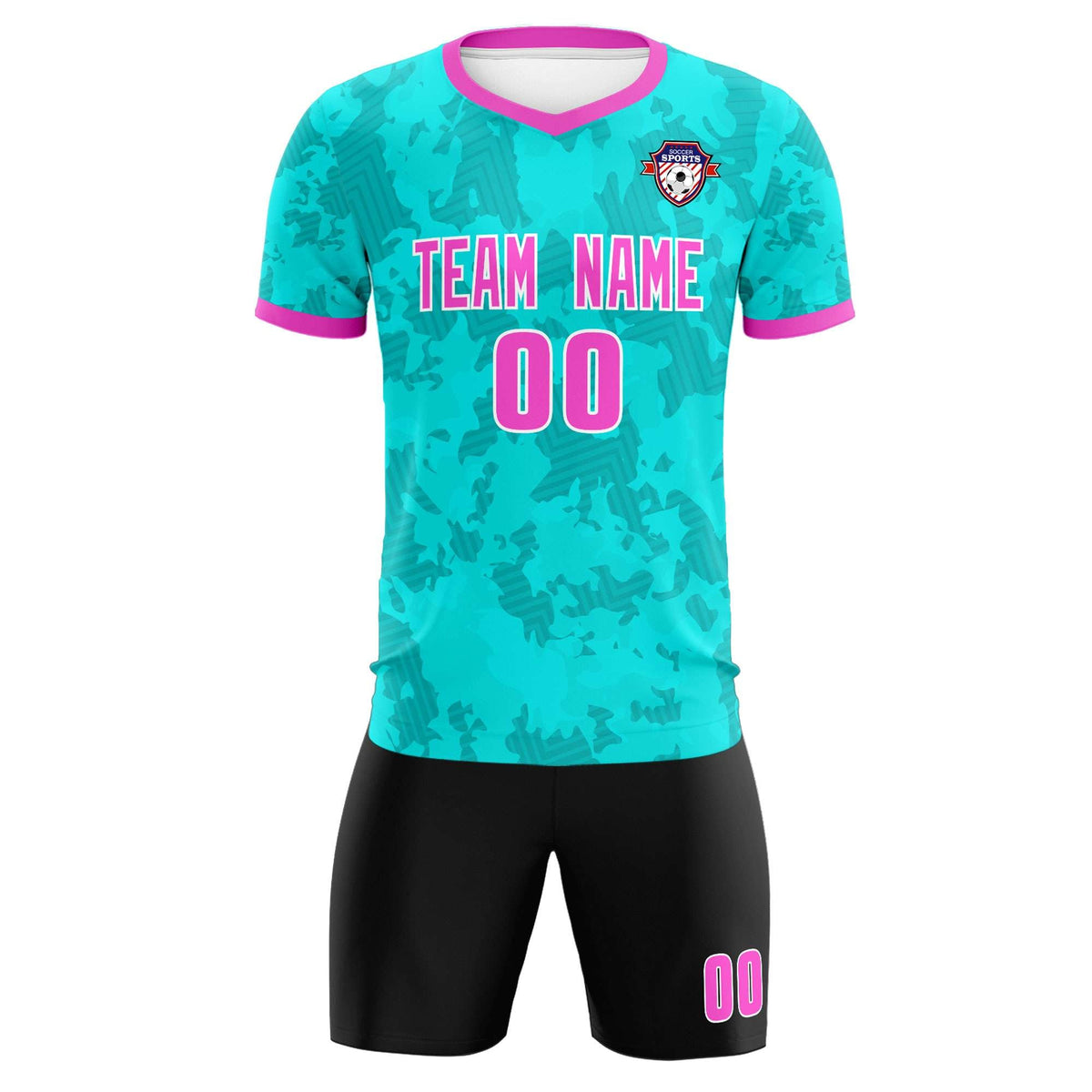 Custom Aqua Camo sports Football Kit Jersey