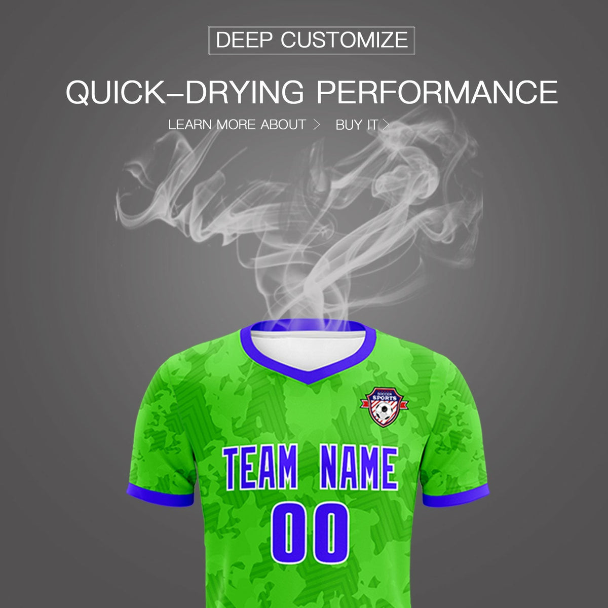 Custom Neon Green Camo sports Football Kit Jersey
