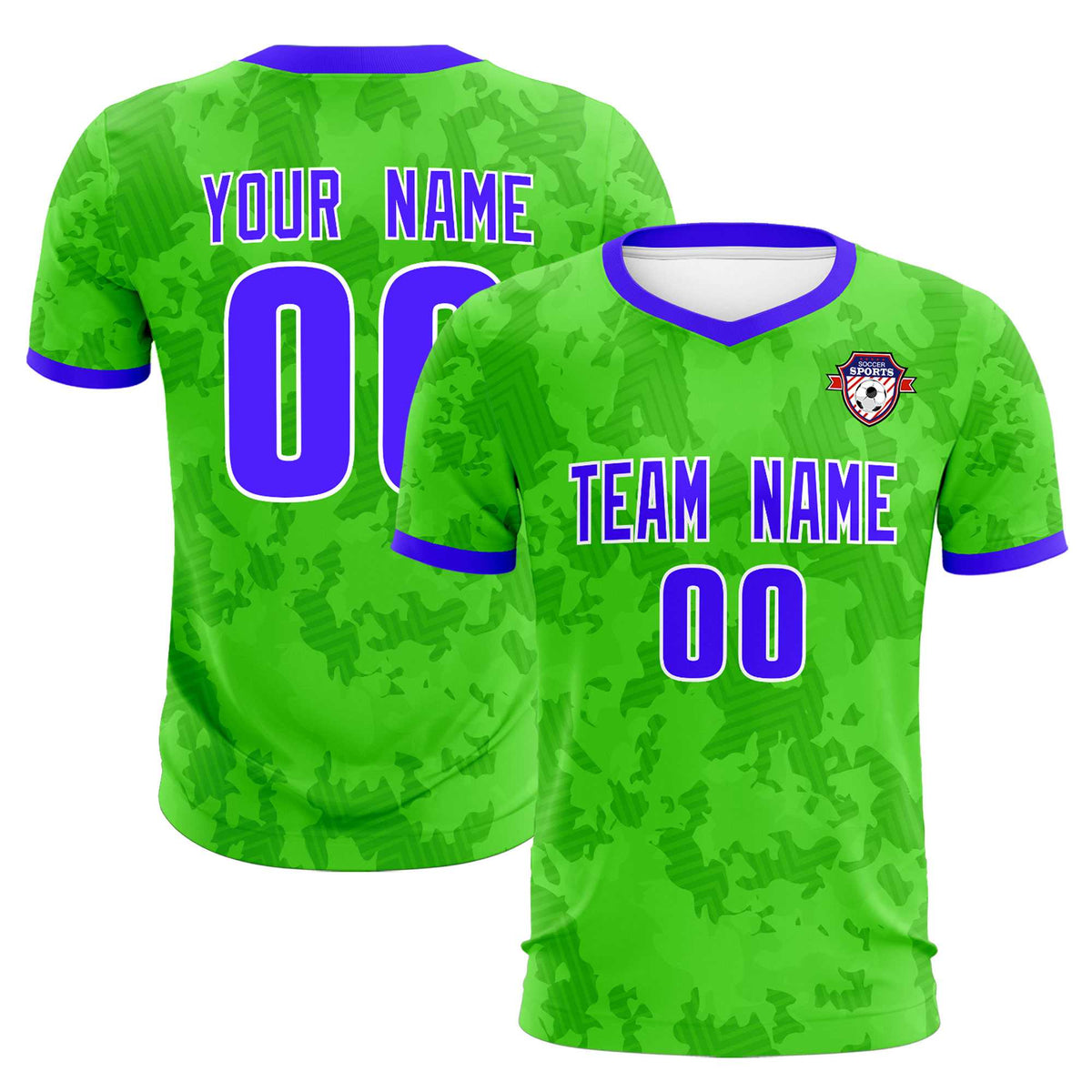 Custom Neon Green Camo sports Football Kit Jersey