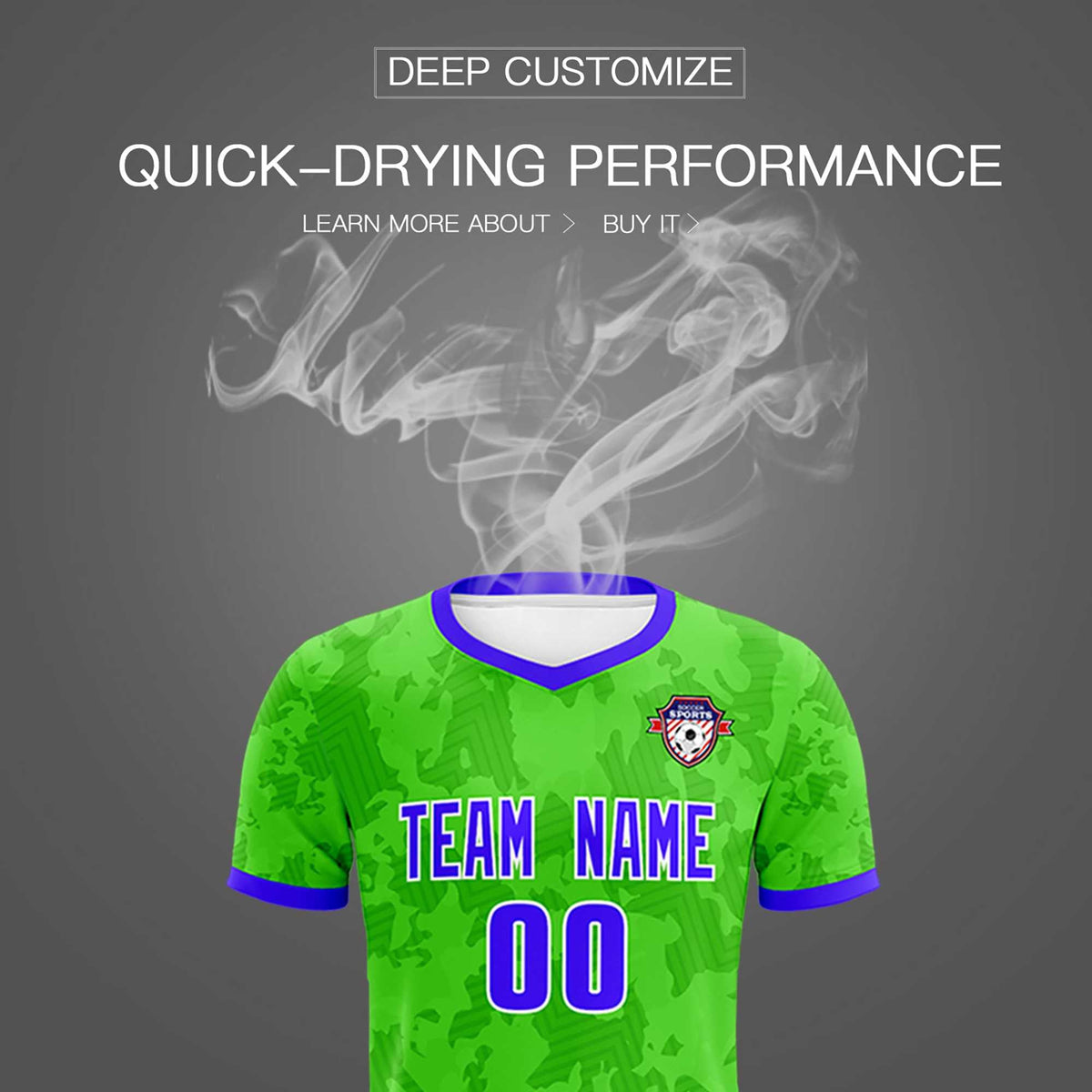 Custom Neon Green Camo sports Football Kit Jersey