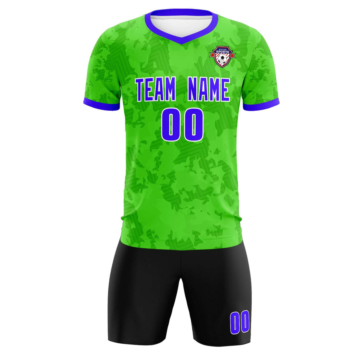 Custom Neon Green Camo sports Football Kit Jersey