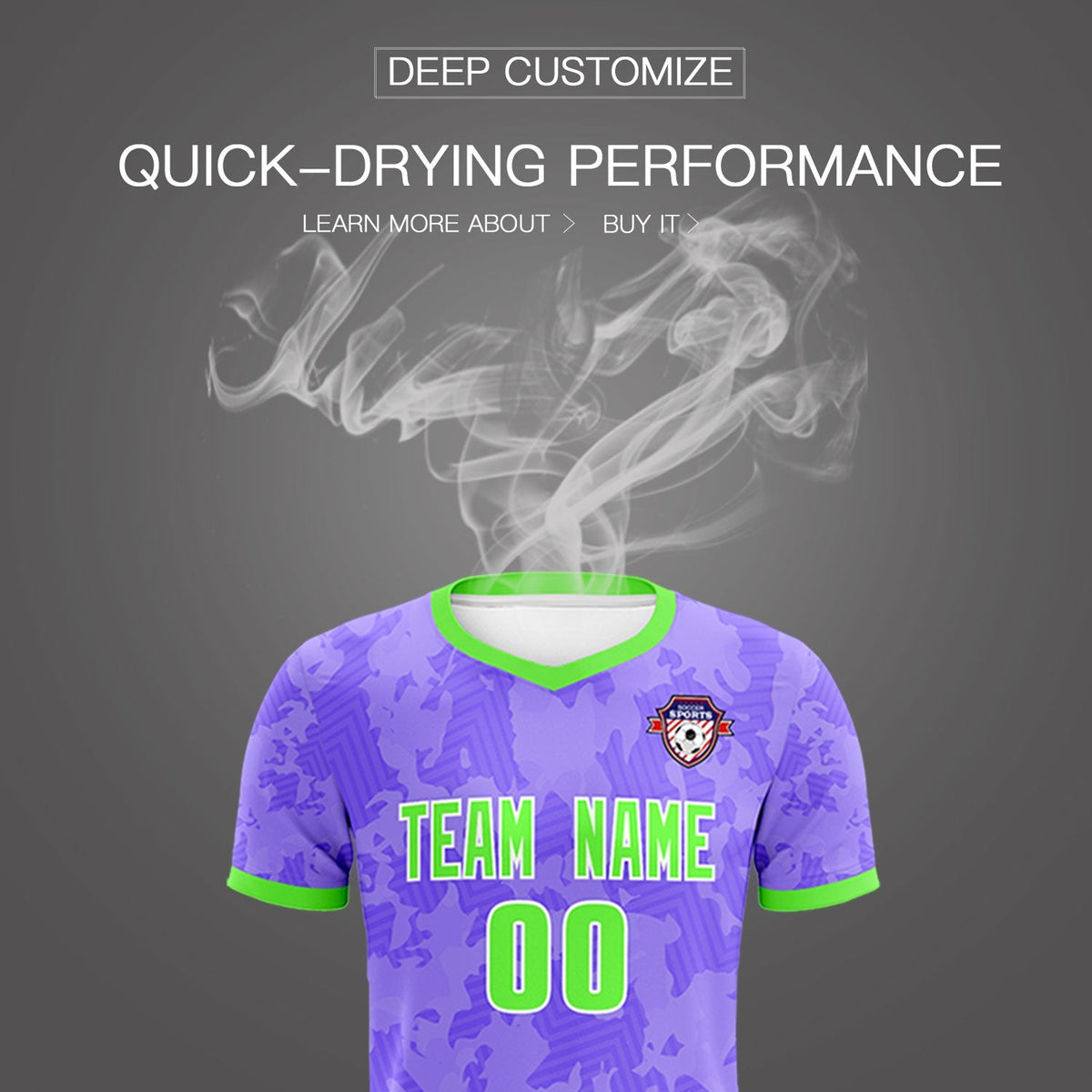 Custom Light Purple Camo sports Football Kit Jersey
