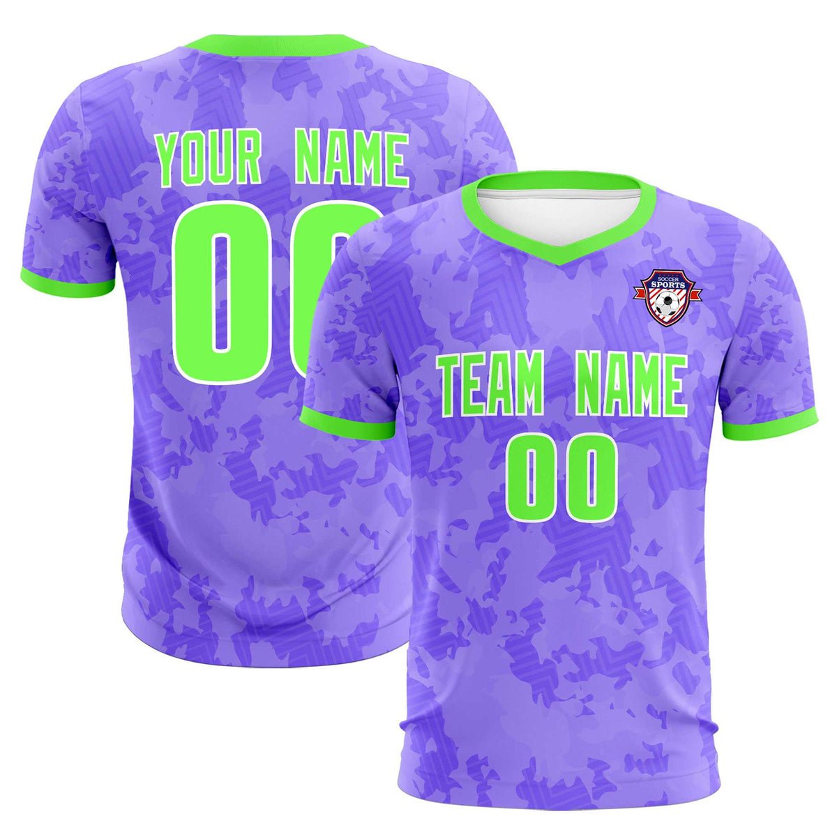 Custom Light Purple Camo sports Football Kit Jersey