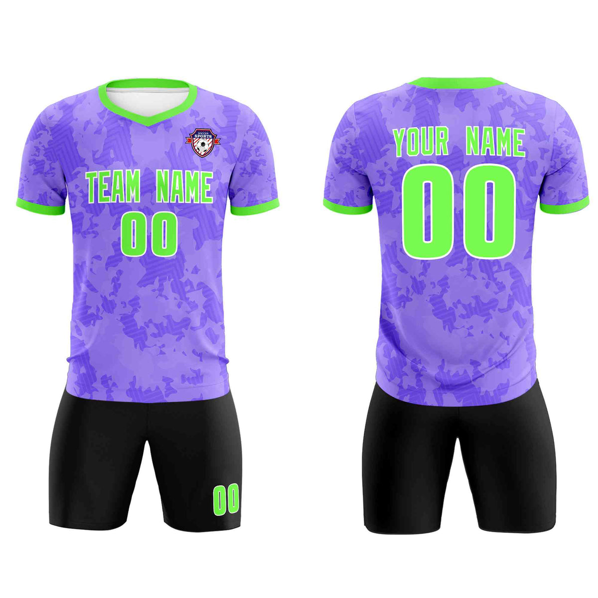 Custom Light Purple Camo sports Football Kit Jersey
