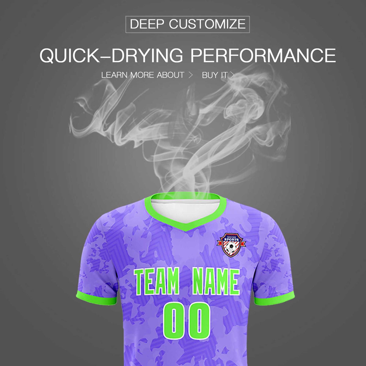 Custom Light Purple Camo sports Football Kit Jersey