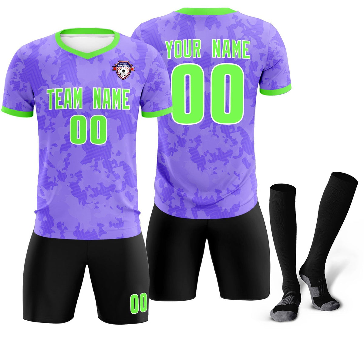 Custom Light Purple Camo sports Football Kit Jersey