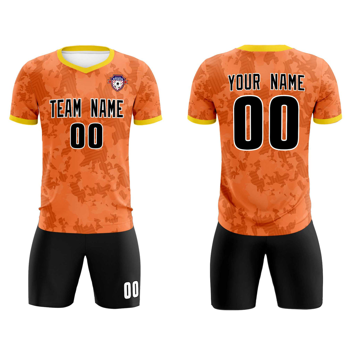 Custom Orange Camo sports Football Kit Jersey