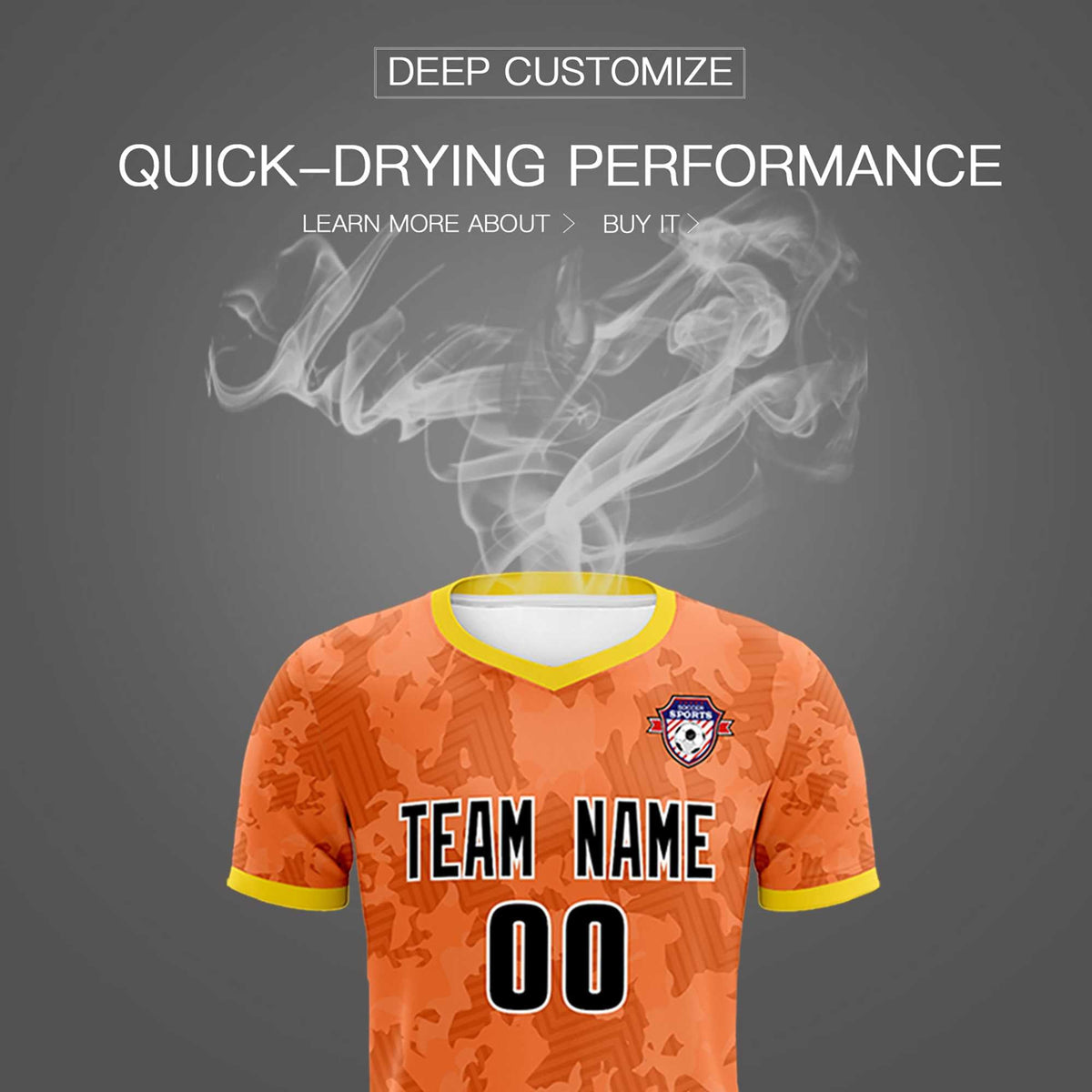 Custom Orange Camo sports Football Kit Jersey
