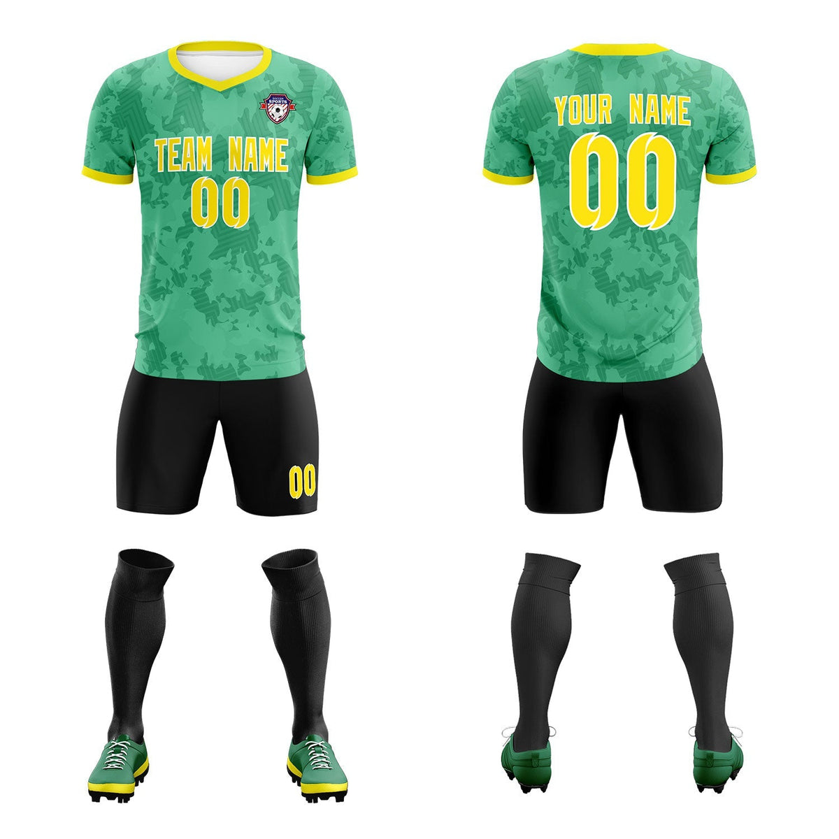 Custom Green Camo sports Football Kit Jersey