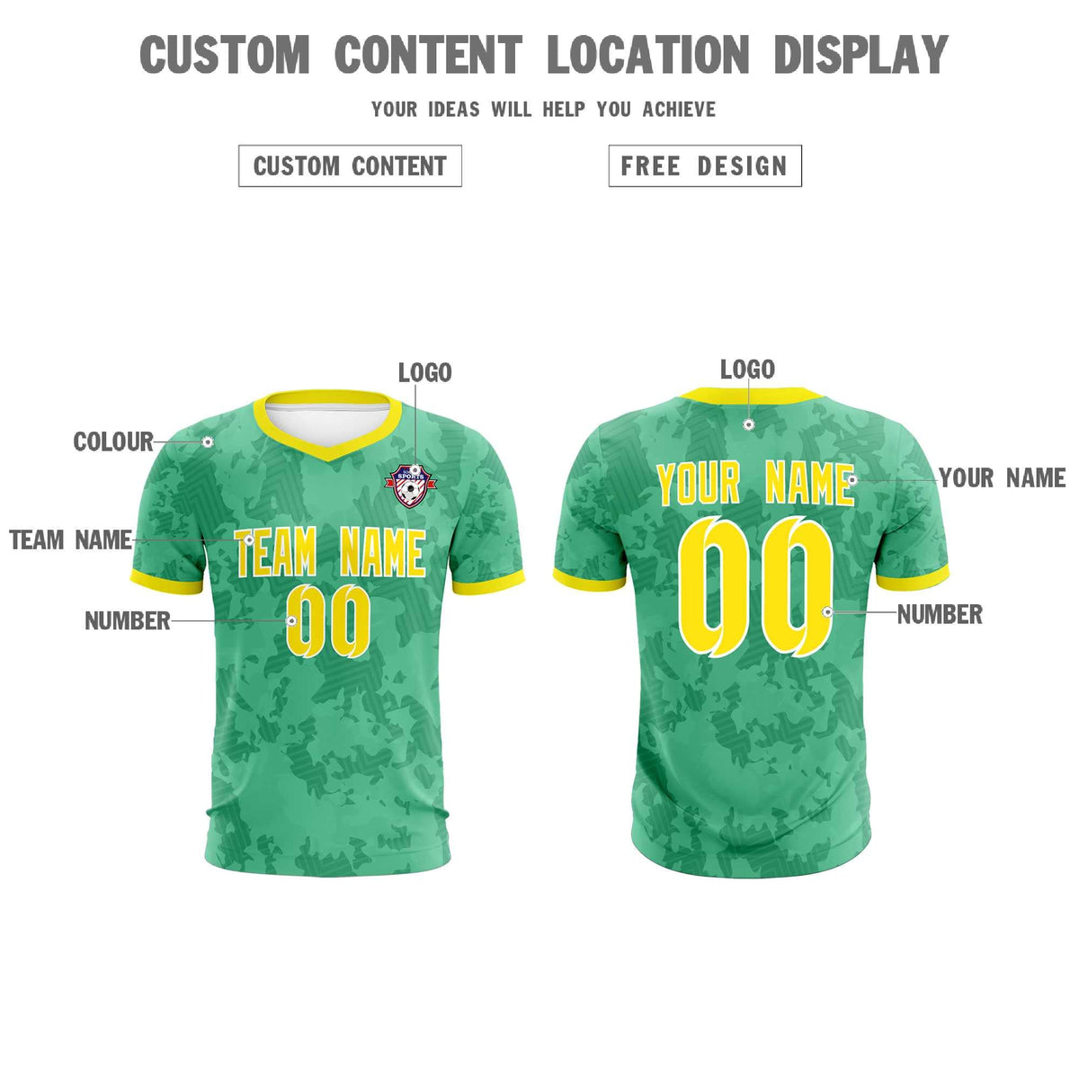 Custom Green Camo sports Football Kit Jersey