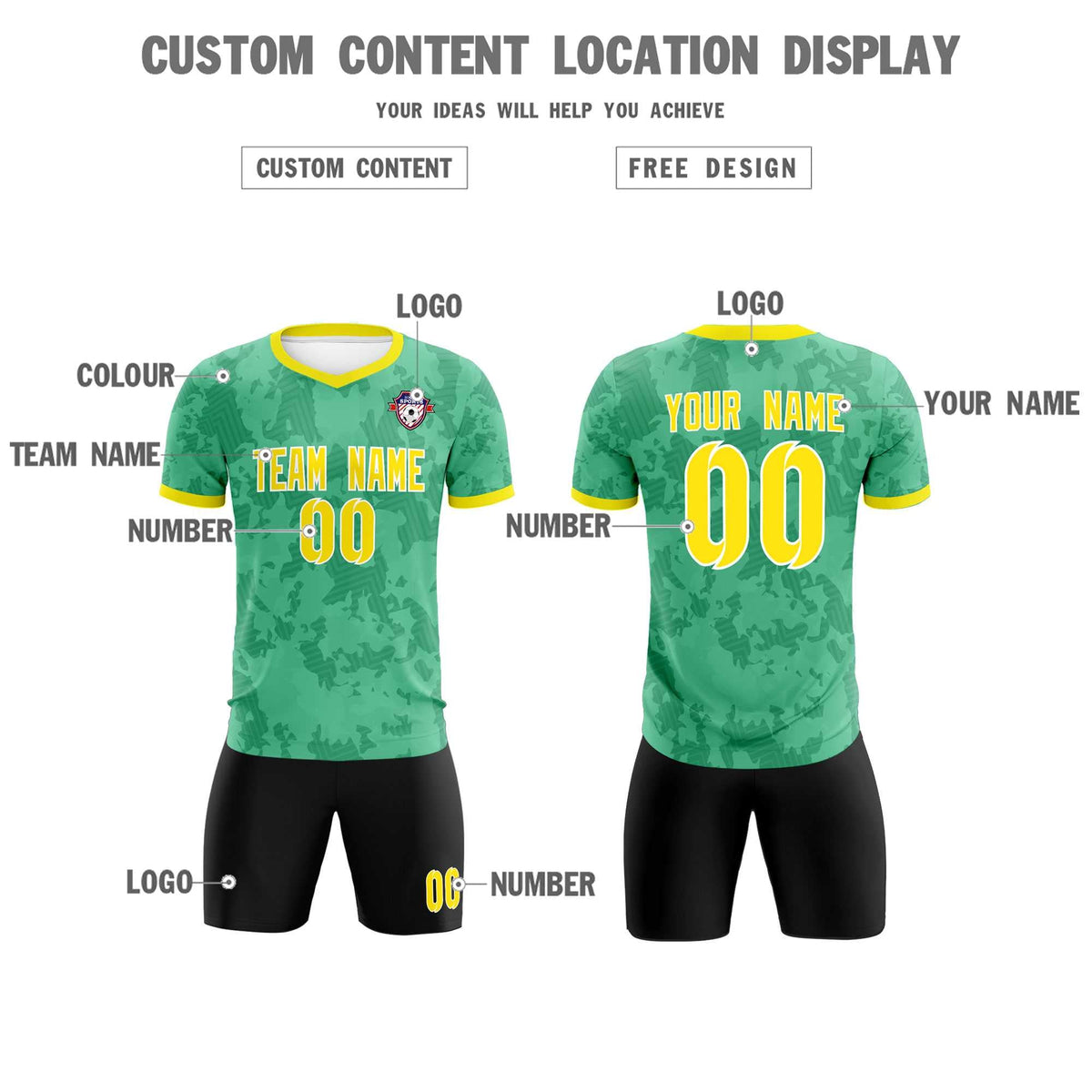 Custom Green Camo sports Football Kit Jersey