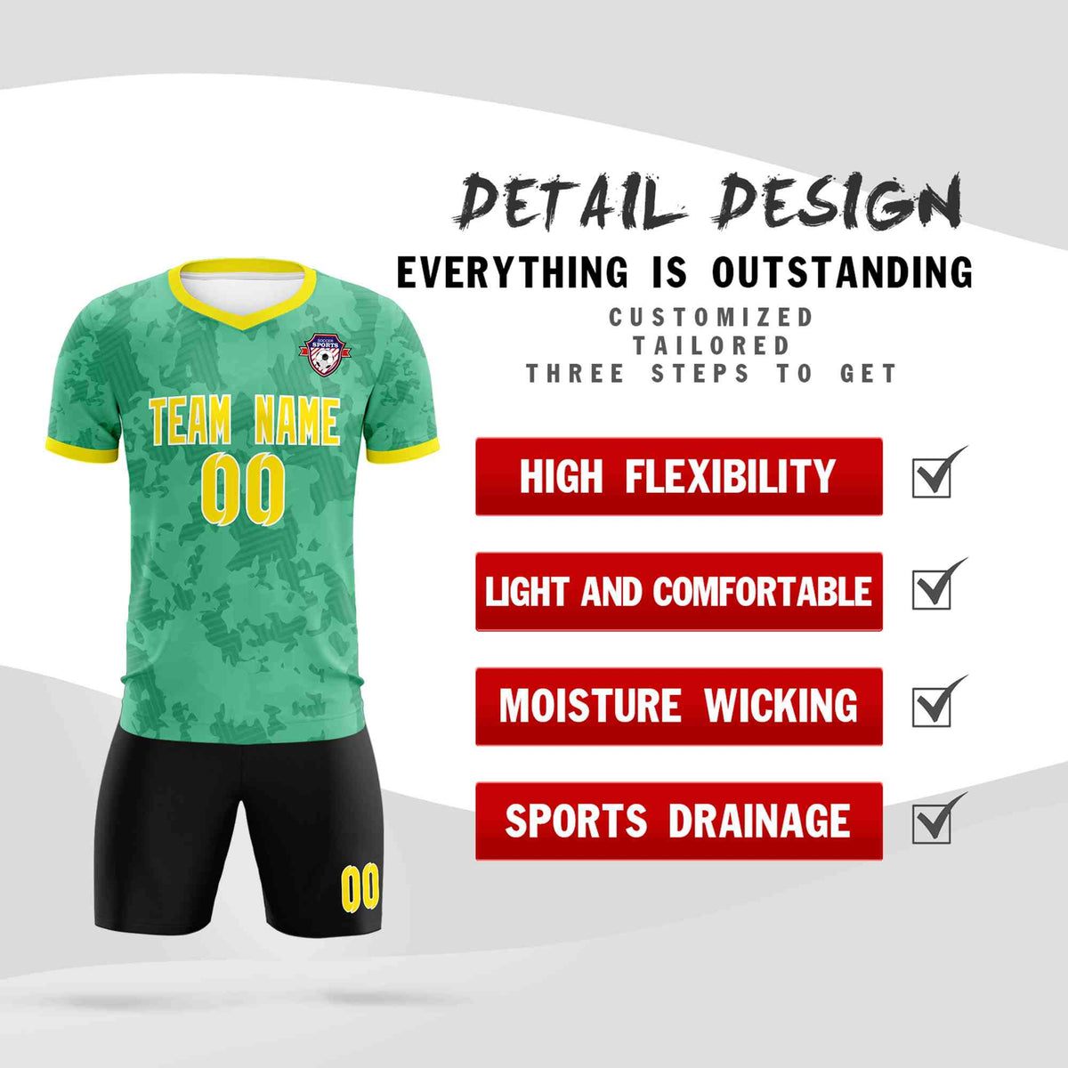 Custom Green Camo sports Football Kit Jersey