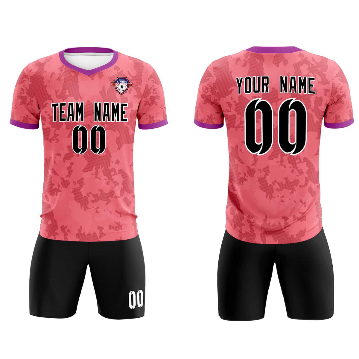 Custom Light Red Camo sports Football Kit Jersey
