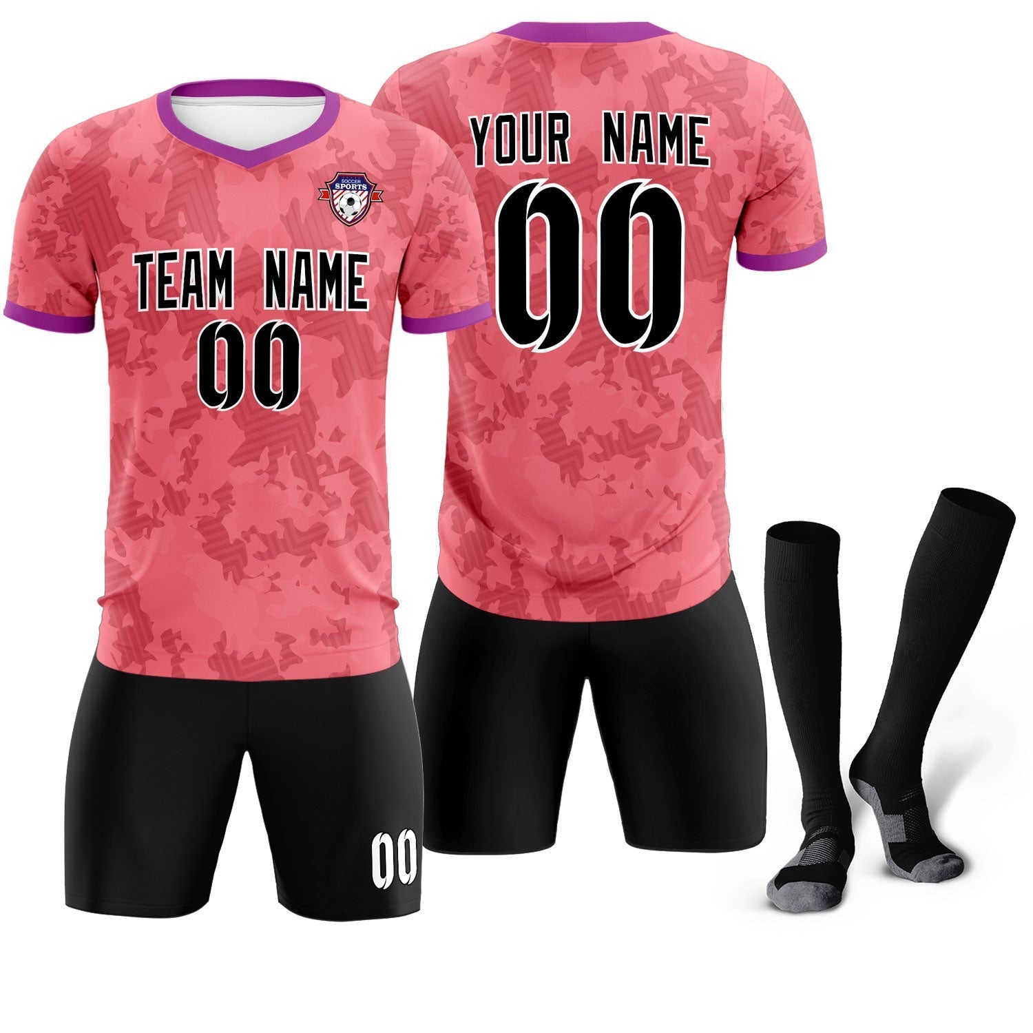 Custom Light Red Camo sports Football Kit Jersey