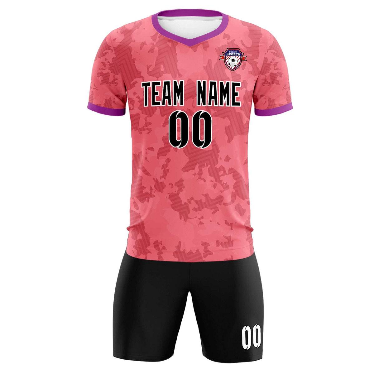 Custom Light Red Camo sports Football Kit Jersey