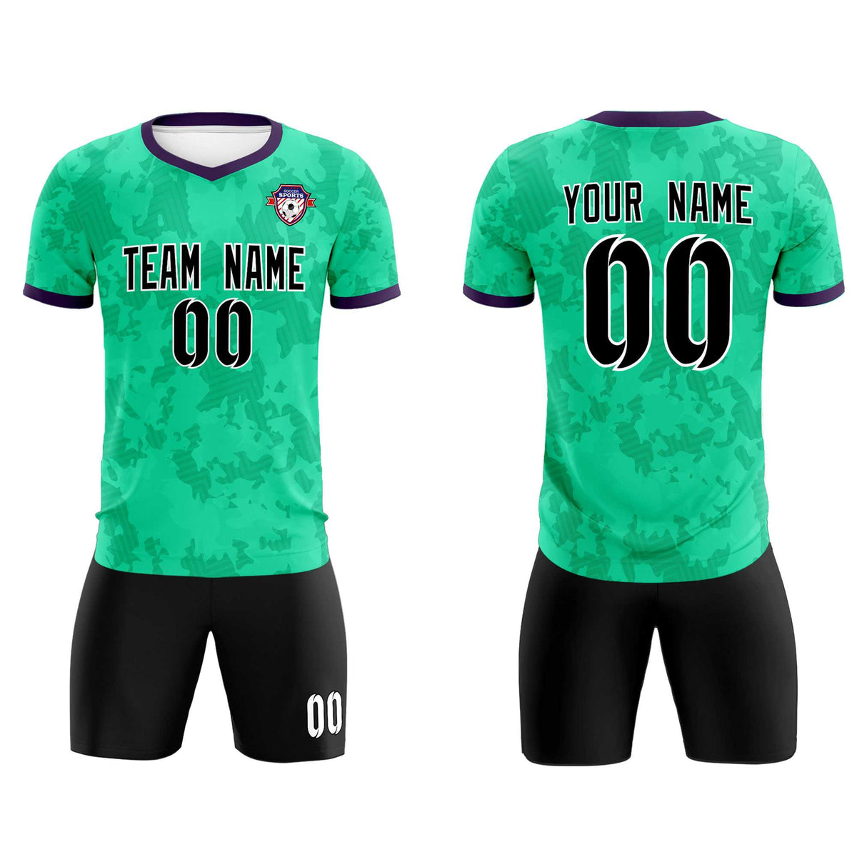 Custom Neon Green Camo sports Football Kit Jersey