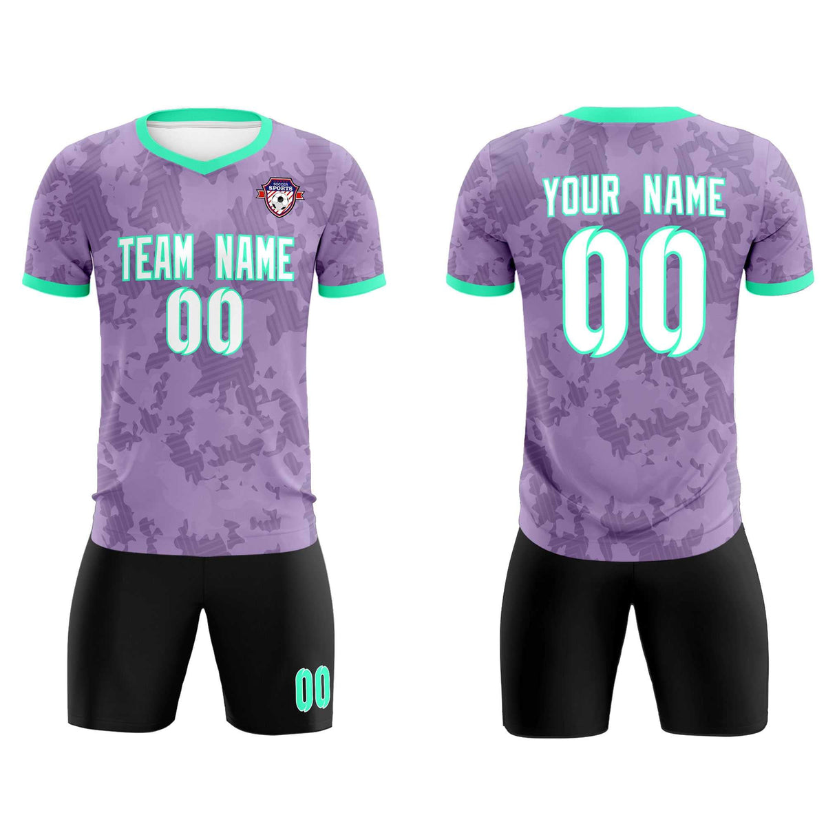 Custom Light Purple Camo sports Football Kit Jersey