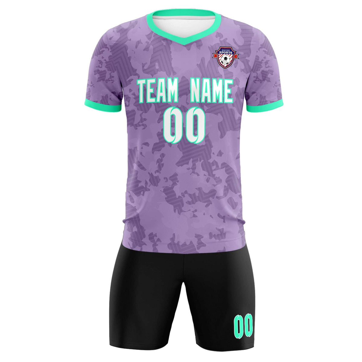 Custom Light Purple Camo sports Football Kit Jersey