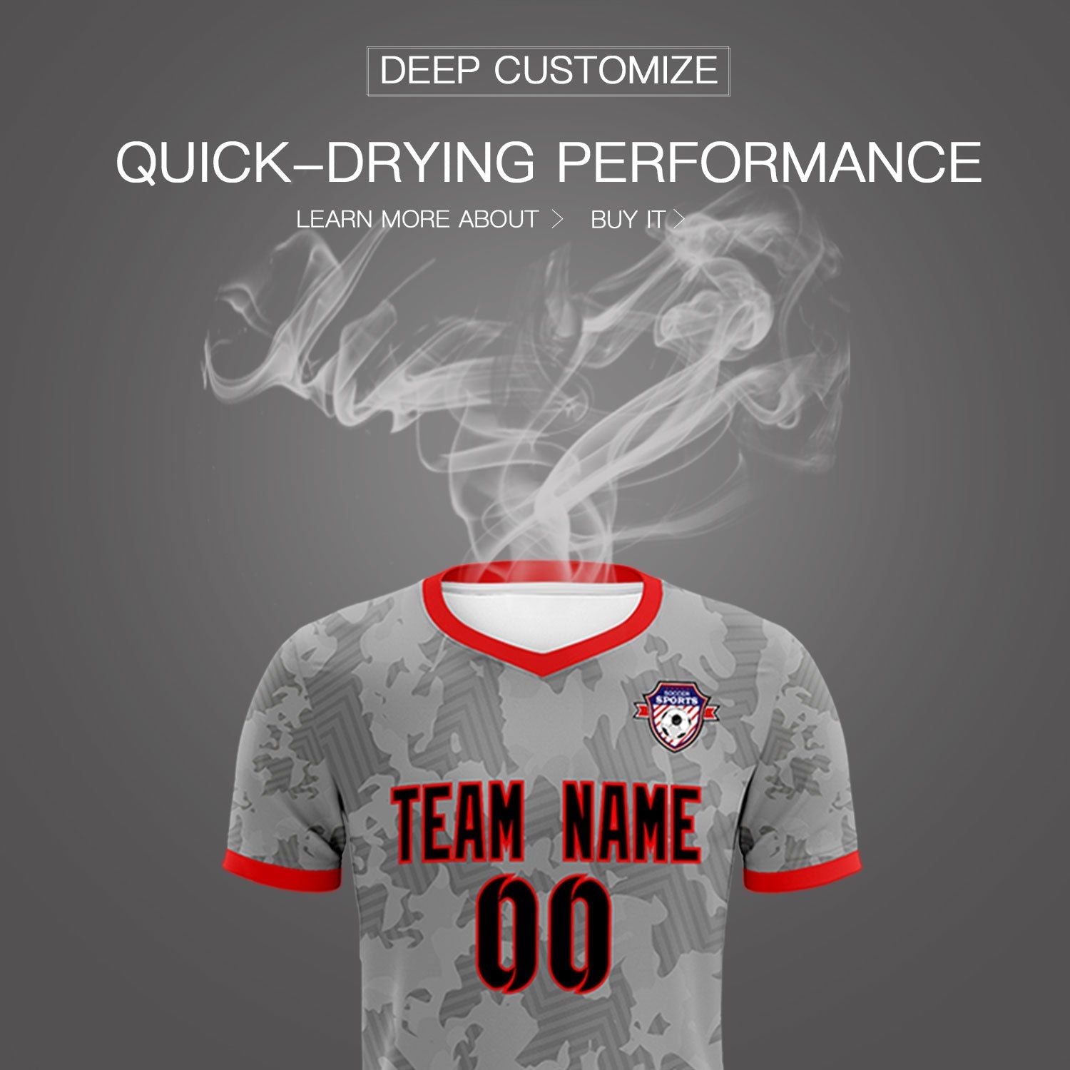 Custom Dark Gray Camo sports Football Kit Jersey