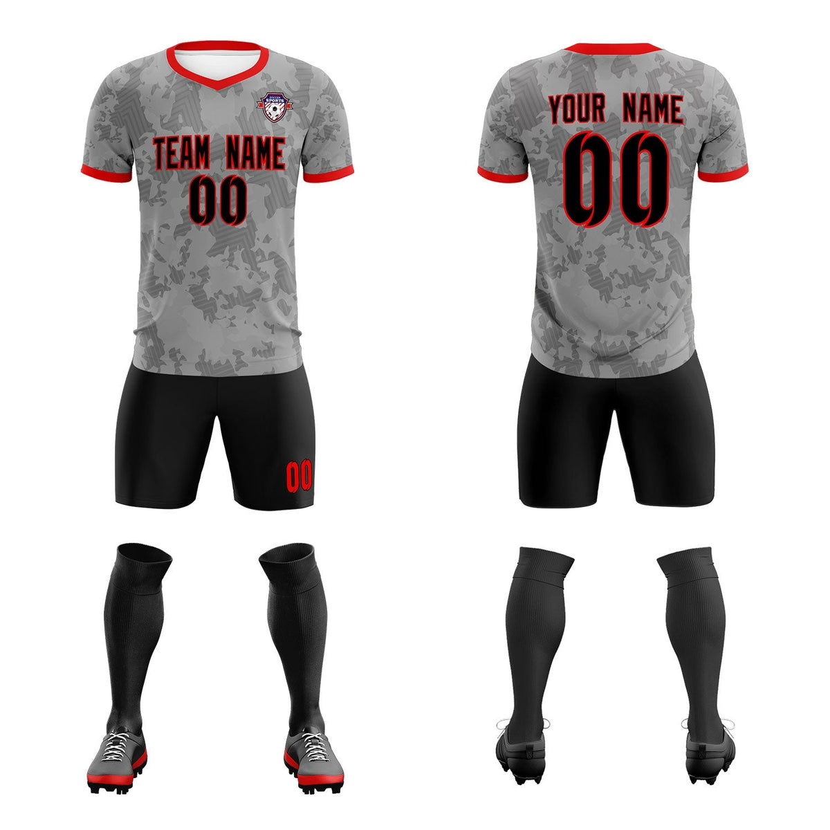 Custom Dark Gray Camo sports Football Kit Jersey
