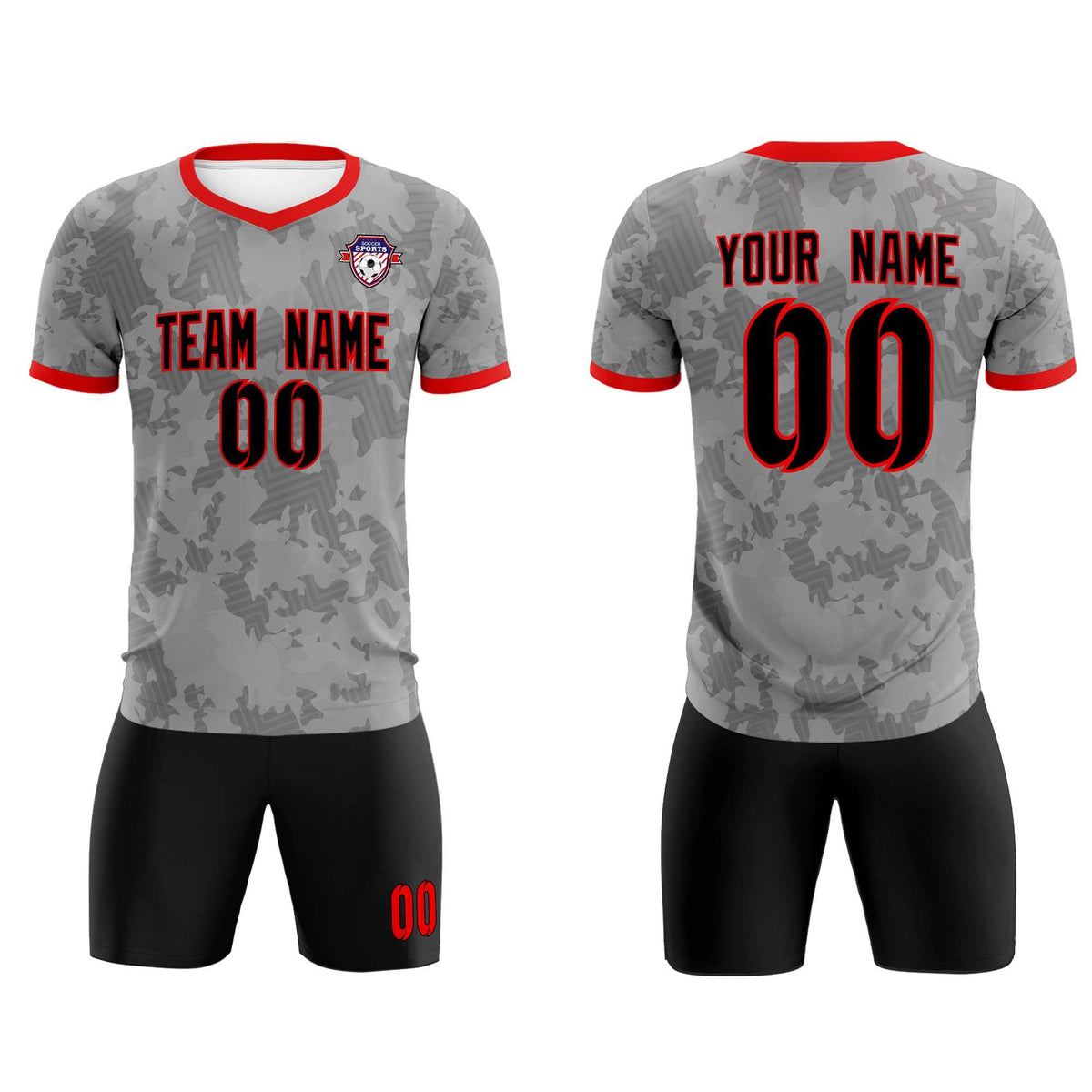 Custom Dark Gray Camo sports Football Kit Jersey