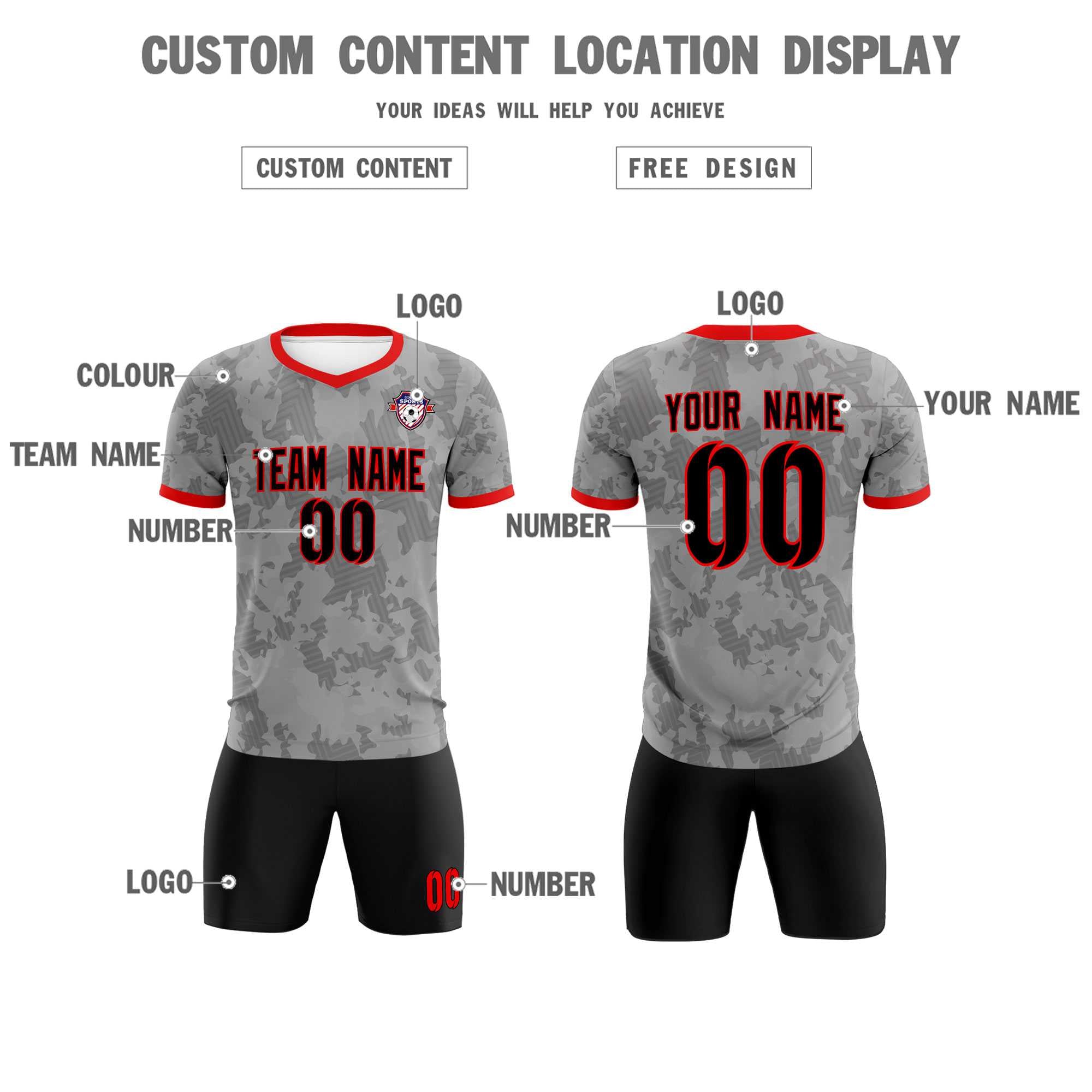 Custom Dark Gray Camo sports Football Kit Jersey