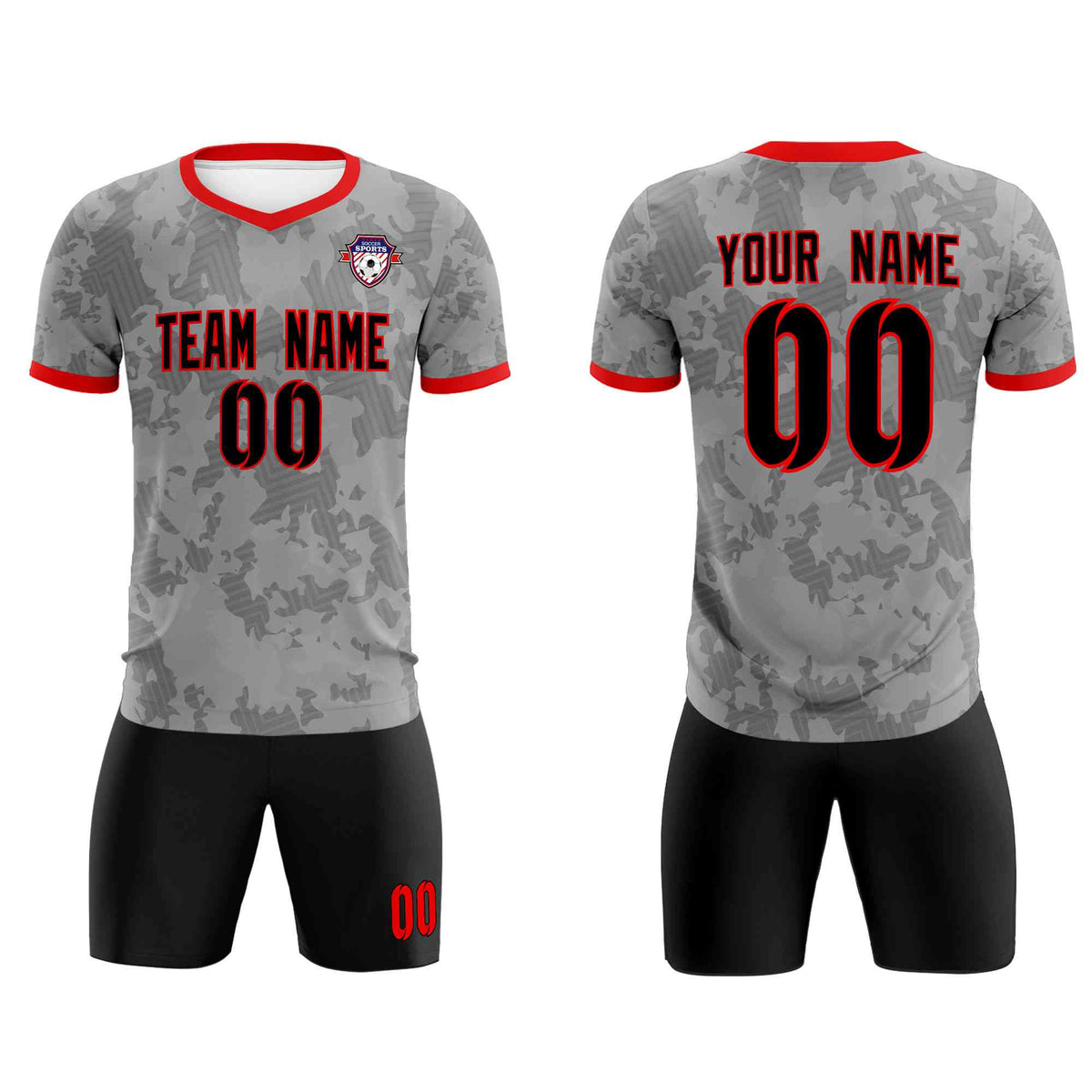 Custom Dark Gray Camo sports Football Kit Jersey